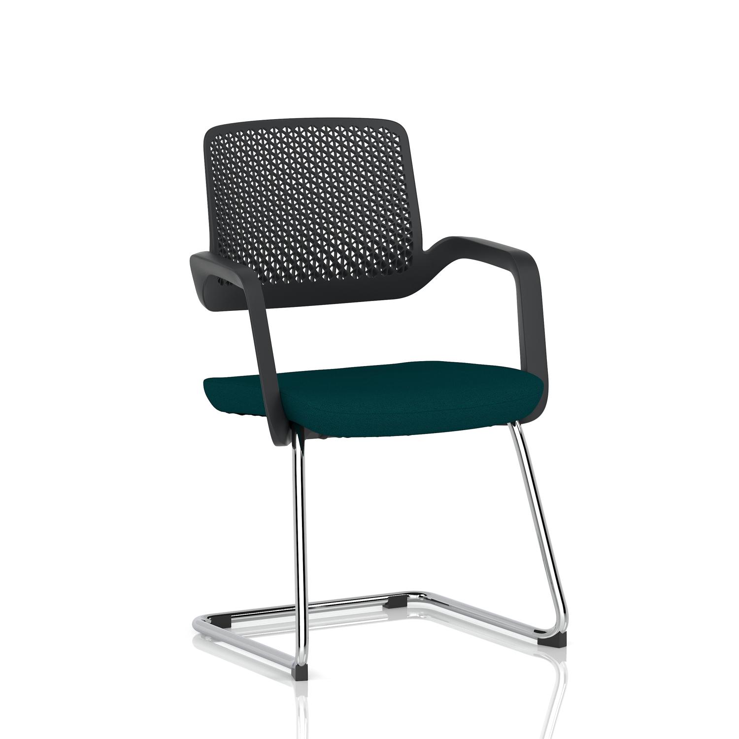 Cosmo Cantilever Chair Black Frame Bespoke Colour Seat Maringa Teal