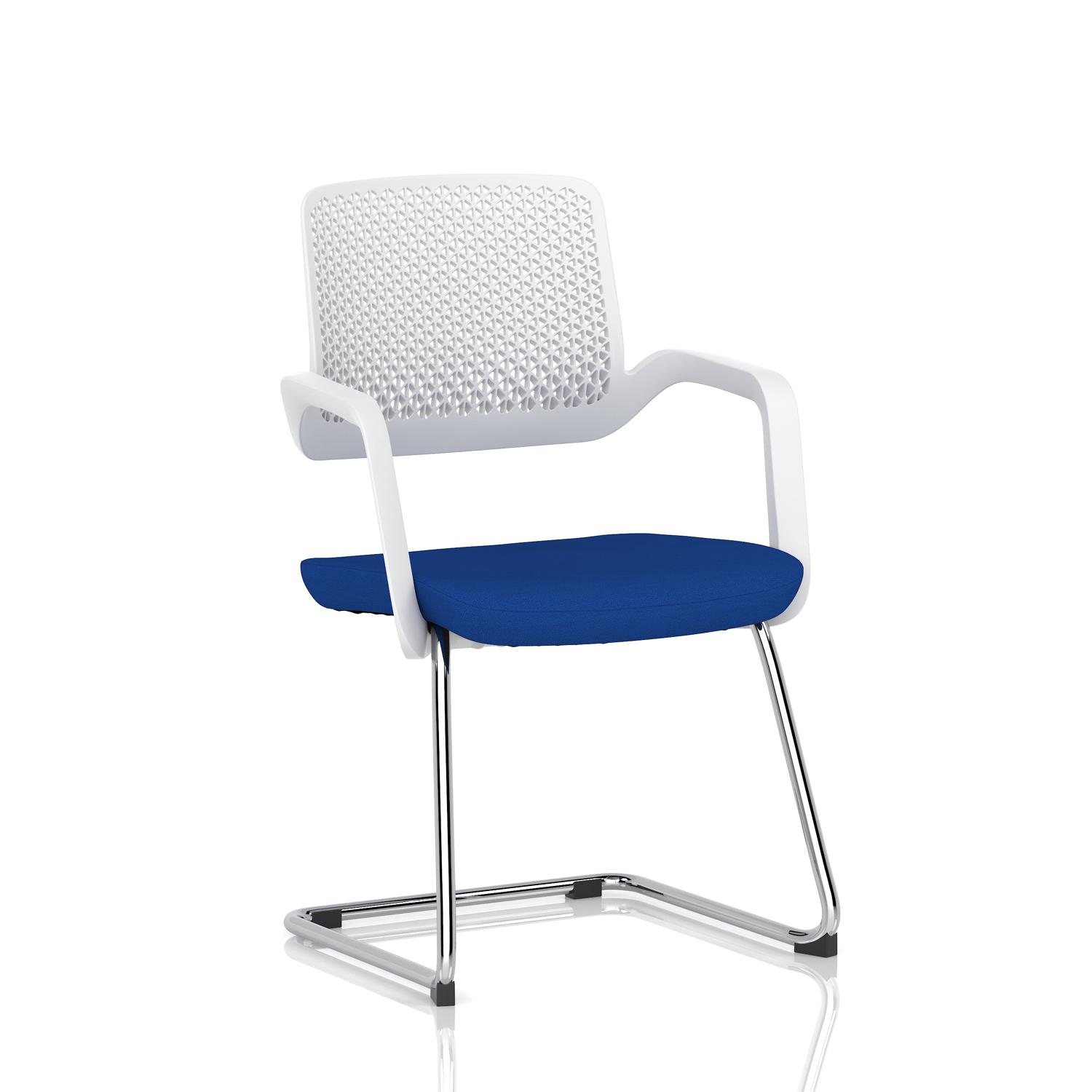 Cosmo Cantilever Chair White Frame Bespoke Colour Seat Stevia Blue