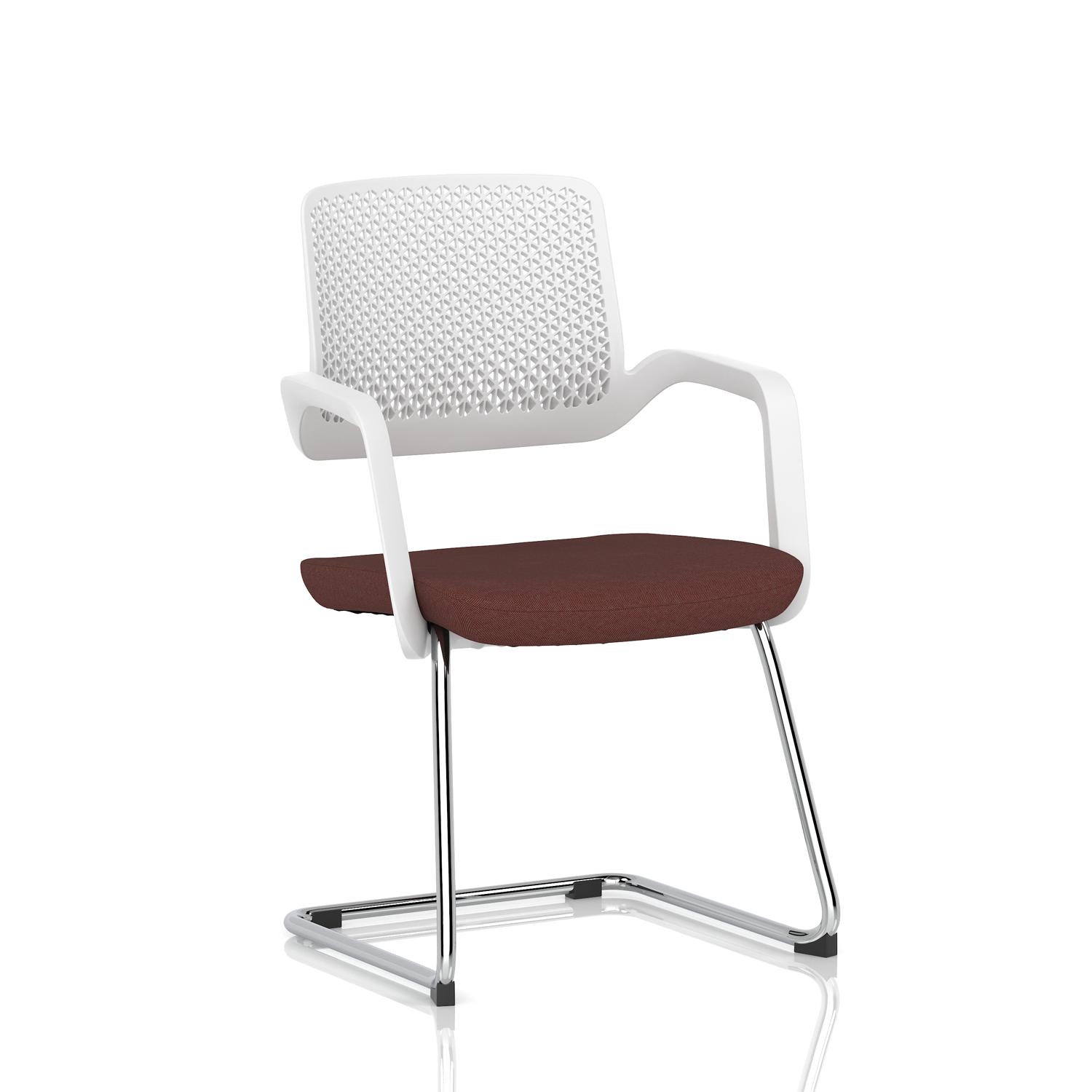 Cosmo Cantilever Chair White Frame Bespoke Colour Seat Rivet Forge