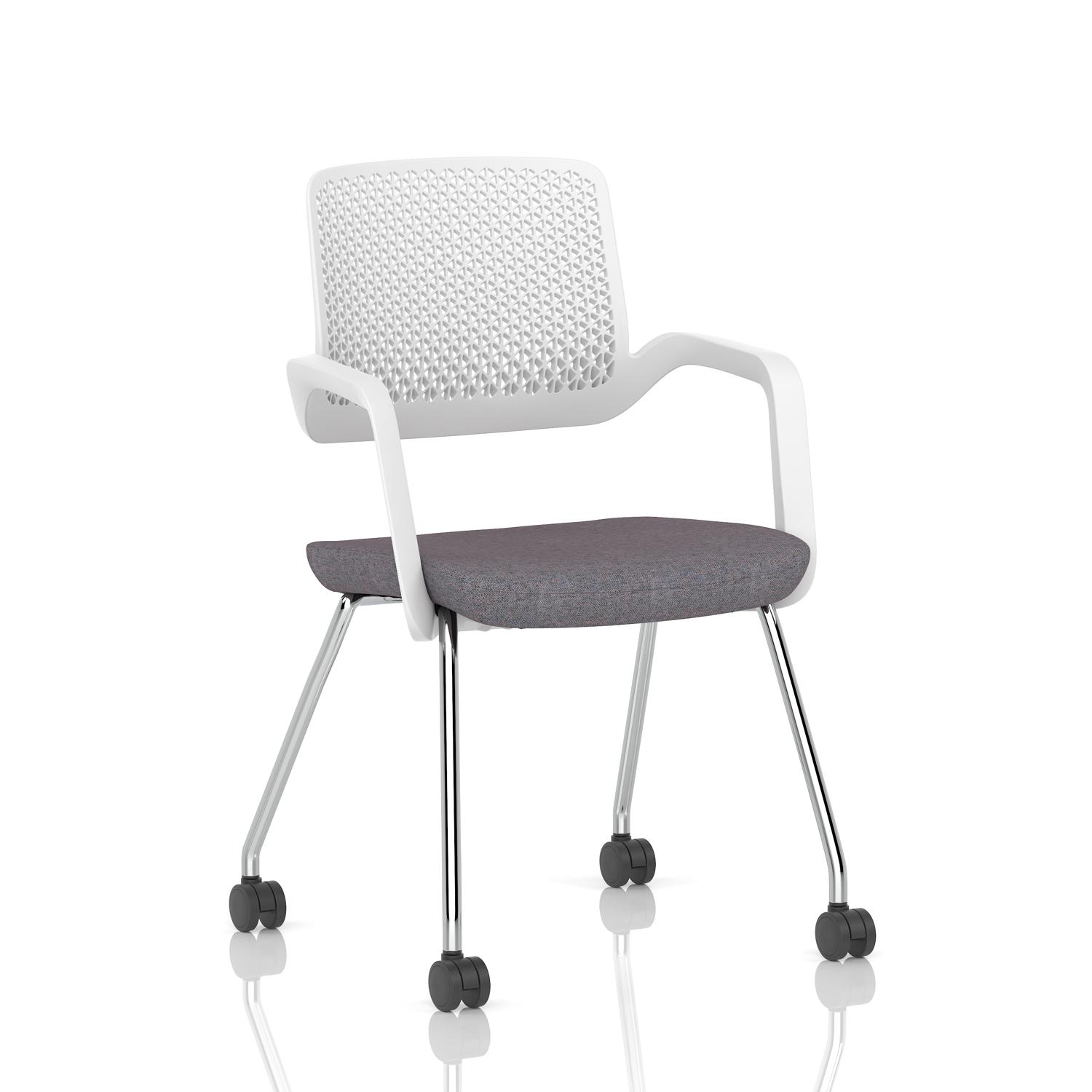 Cosmo Training Chair White Frame Bespoke Colour Seat Rivet Fuse