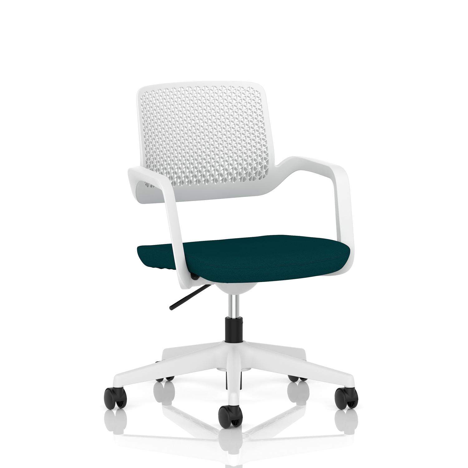 Cosmo Task Operator Chair White Frame Bespoke Colour Seat Maringa Teal