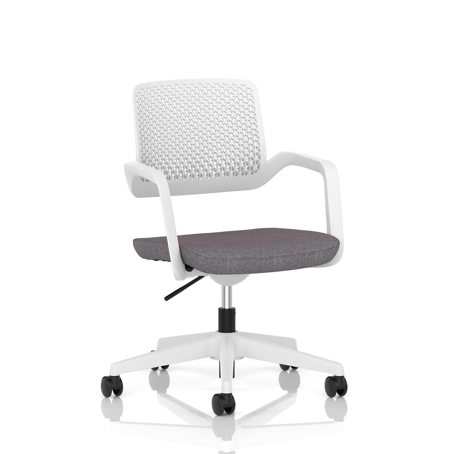 Cosmo Task Operator Chair White Frame Bespoke Colour Seat Rivet Fuse