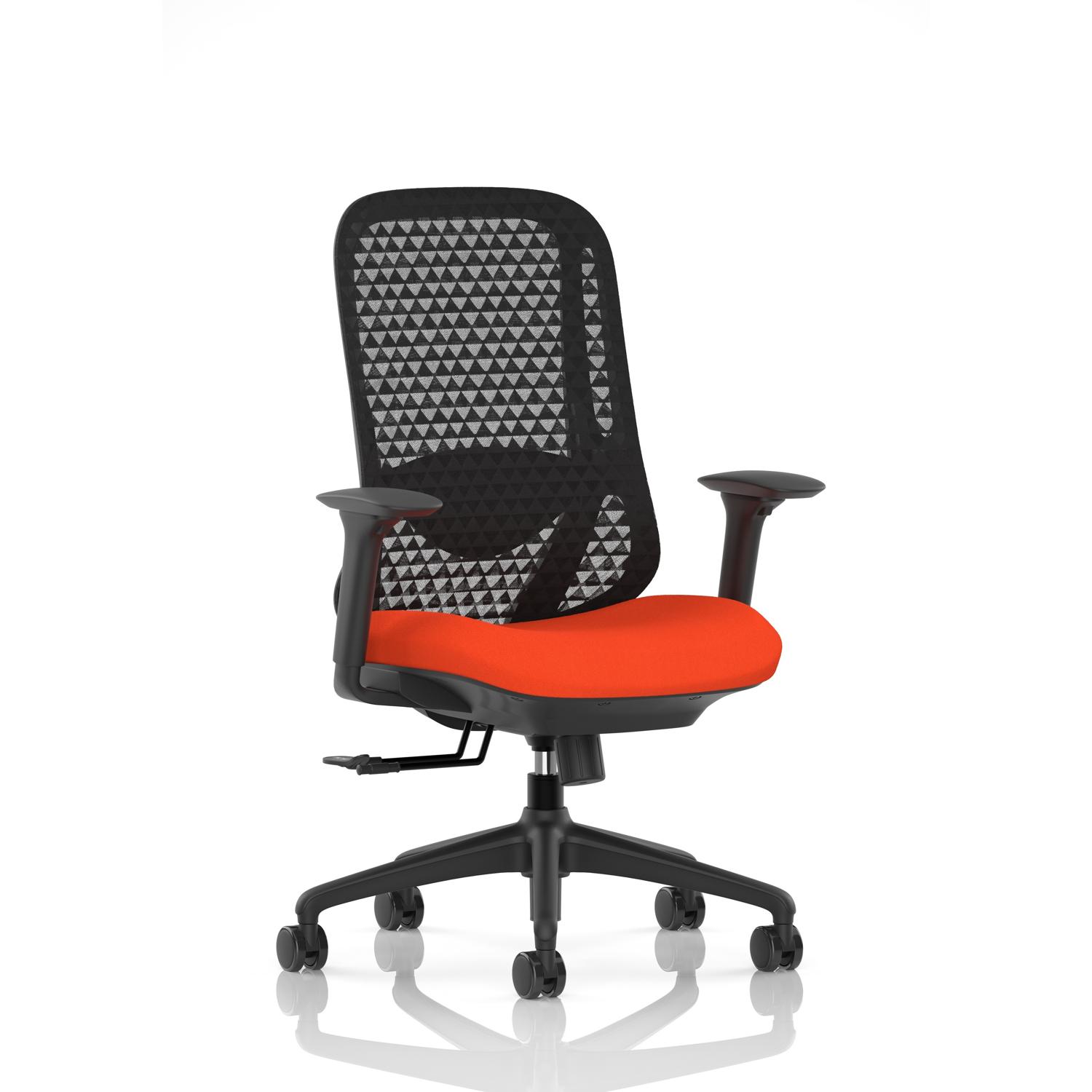Prism Mesh Back Chair With Height Adjustable Arms Bespoke Colour Seat Tabasco Orange Prism Mesh Back Chair With Height Adjustable Arms Bespoke Colour Seat Tabasco Orange