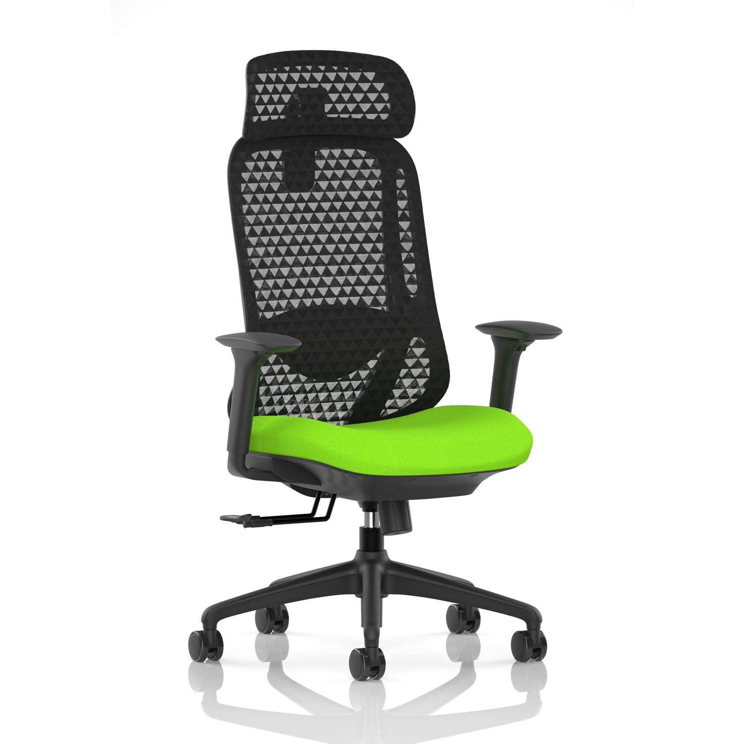 Prism Mesh Back Chair With Height Adjustable Arms with Headrest Bespoke Colour Seat Myrrh Green Prism Mesh Back Chair With Height Adjustable Arms with Headrest Bespoke Colour Seat Myrrh Green