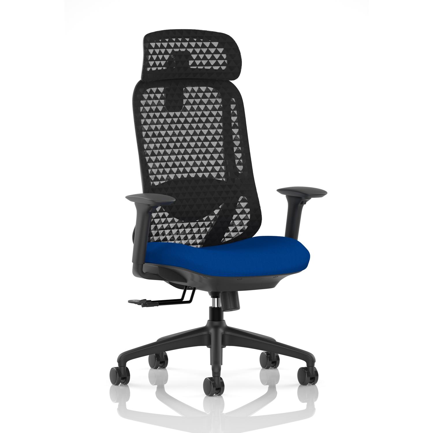 Prism Mesh Back Chair With Height Adjustable Arms with Headrest Bespoke Colour Seat Stevia Blue