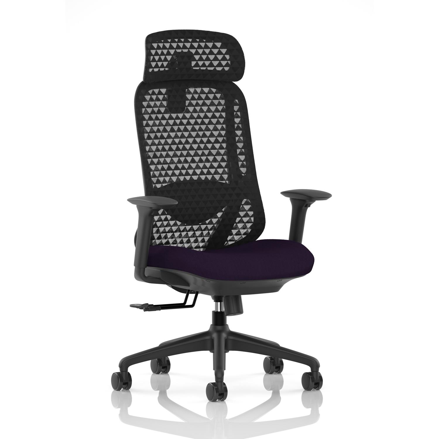 Prism Mesh Back Chair With Height Adjustable Arms with Headrest Bespoke Colour Seat Tansy Purple Prism Mesh Back Chair With Height Adjustable Arms with Headrest Bespoke Colour Seat Tansy Purple