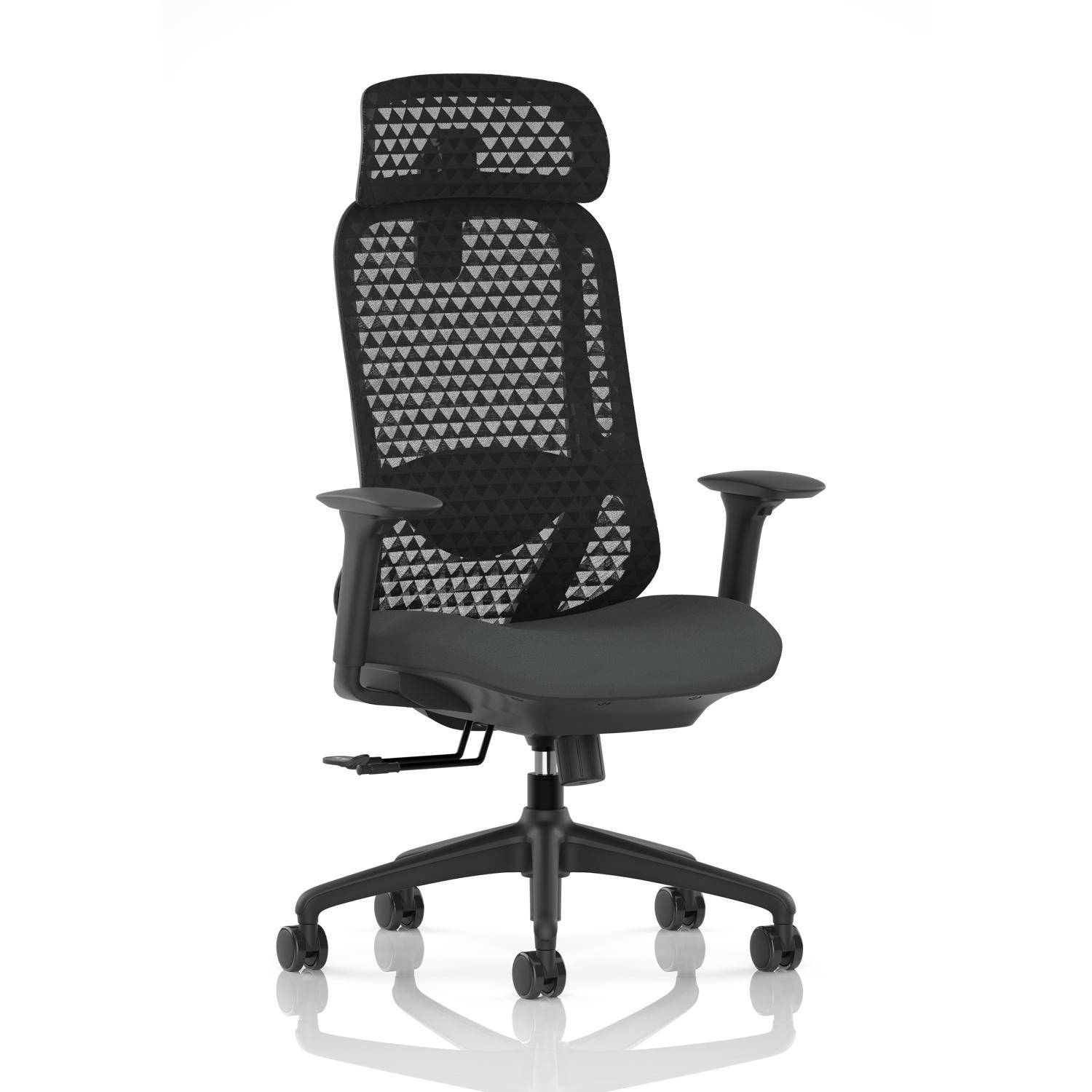 Prism Mesh Back Chair With Height Adjustable Arms with Headrest Bespoke Colour Seat Quest Mussel