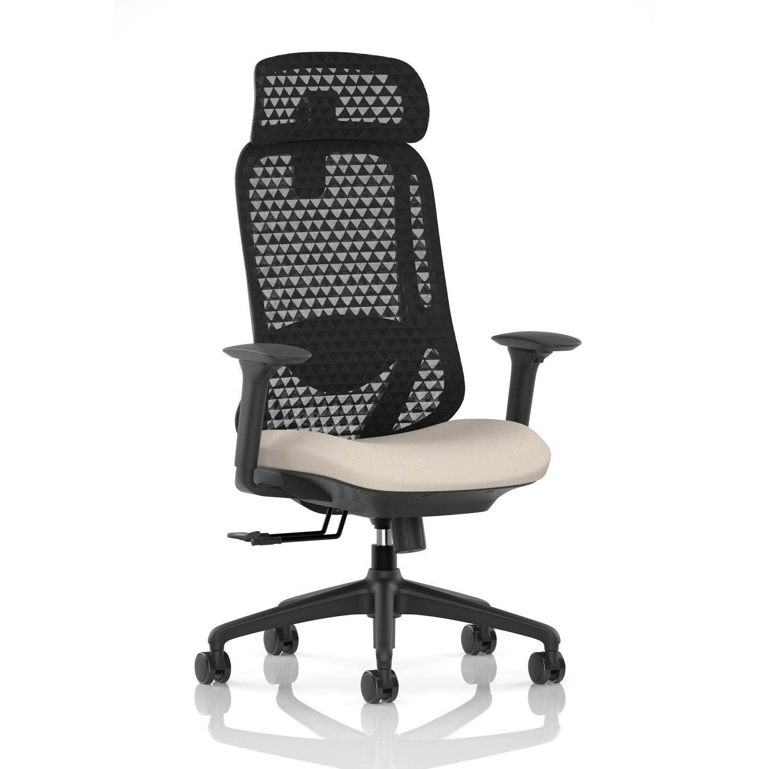 Prism Mesh Back Chair With Height Adjustable Arms with Headrest Bespoke Colour Seat Quest Salt