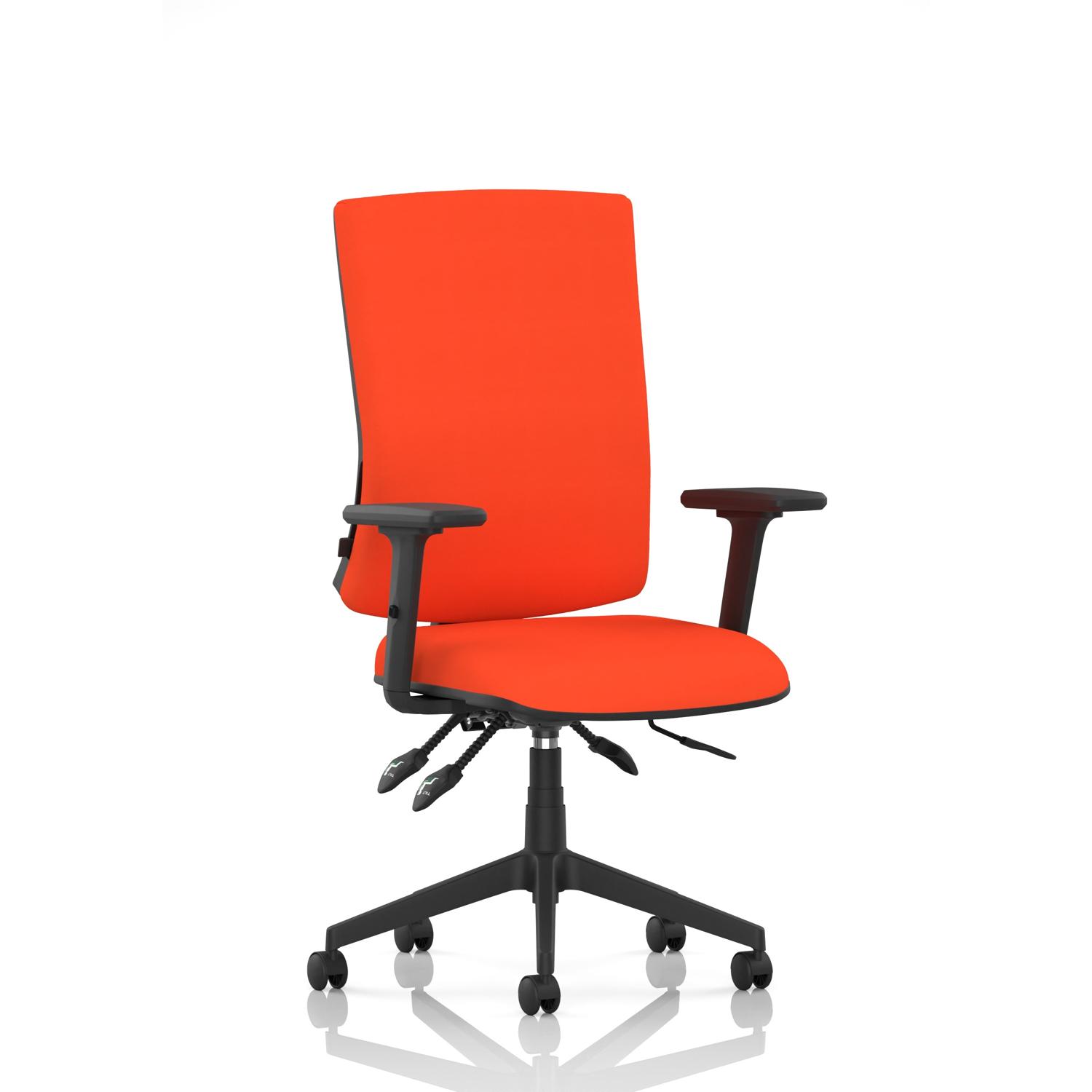Orlena High Back Task Operator Chair With Arms Bespoke Colour Back And Seat Tabasco Orange Orlena High Back Task Operator Chair With Arms Bespoke Colour Back And Seat Tabasco Orange