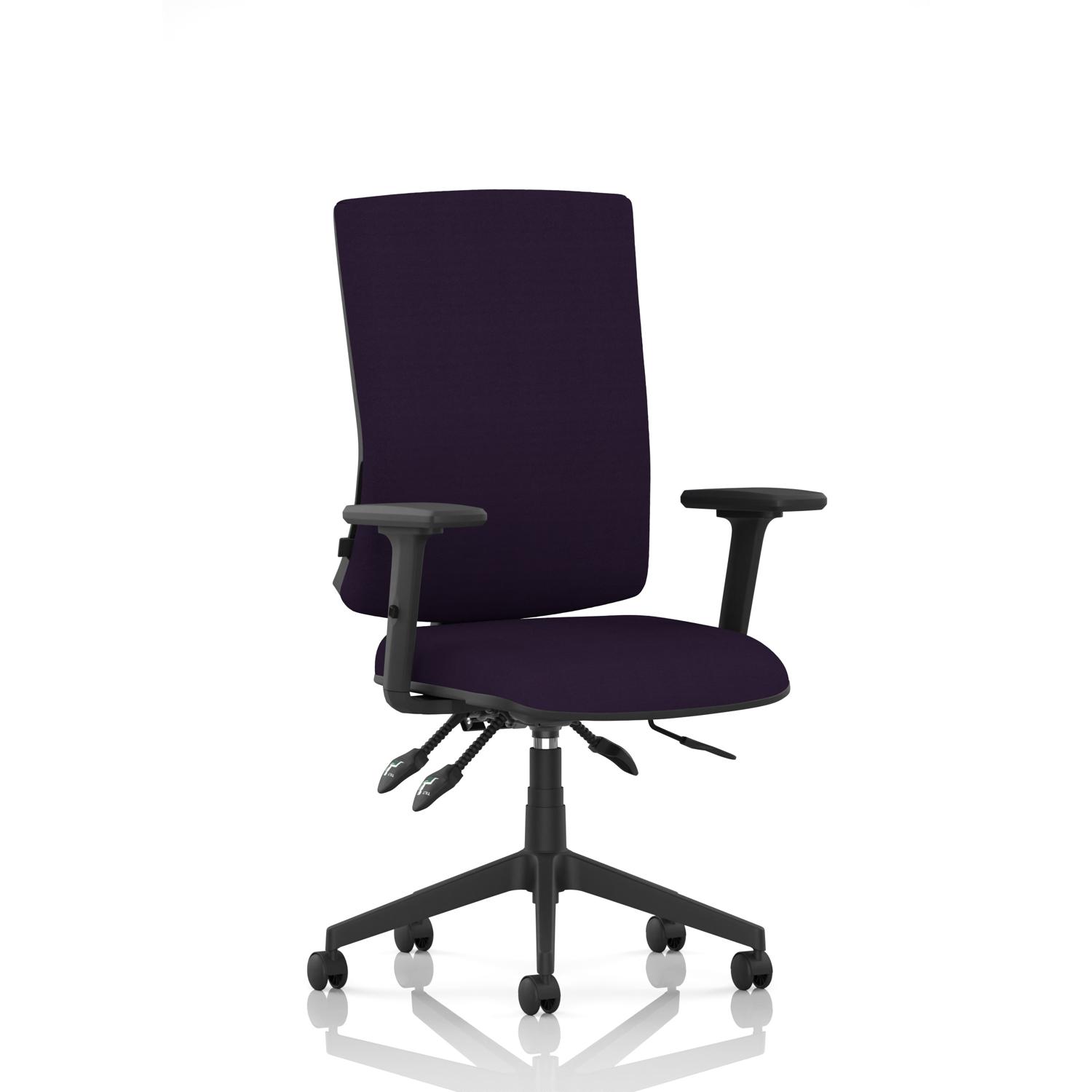 Orlena High Back Task Operator Chair With Arms Bespoke Colour Back And Seat Tansy Purple