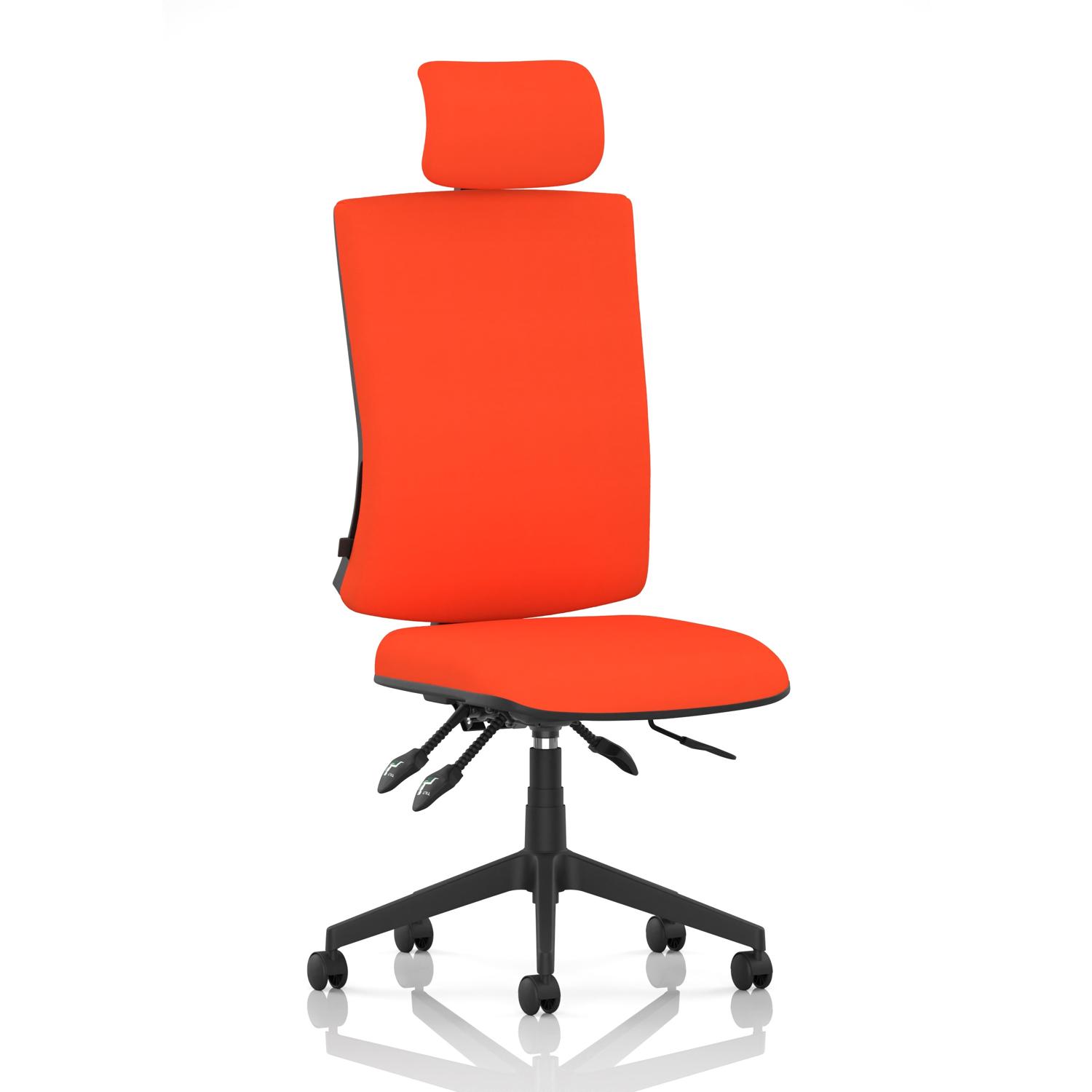 Orlena High Back Task Operator Chair With Headrest Bespoke Colour Back And Seat Tabasco Orange Orlena High Back Task Operator Chair With Headrest Bespoke Colour Back And Seat Tabasco Orange