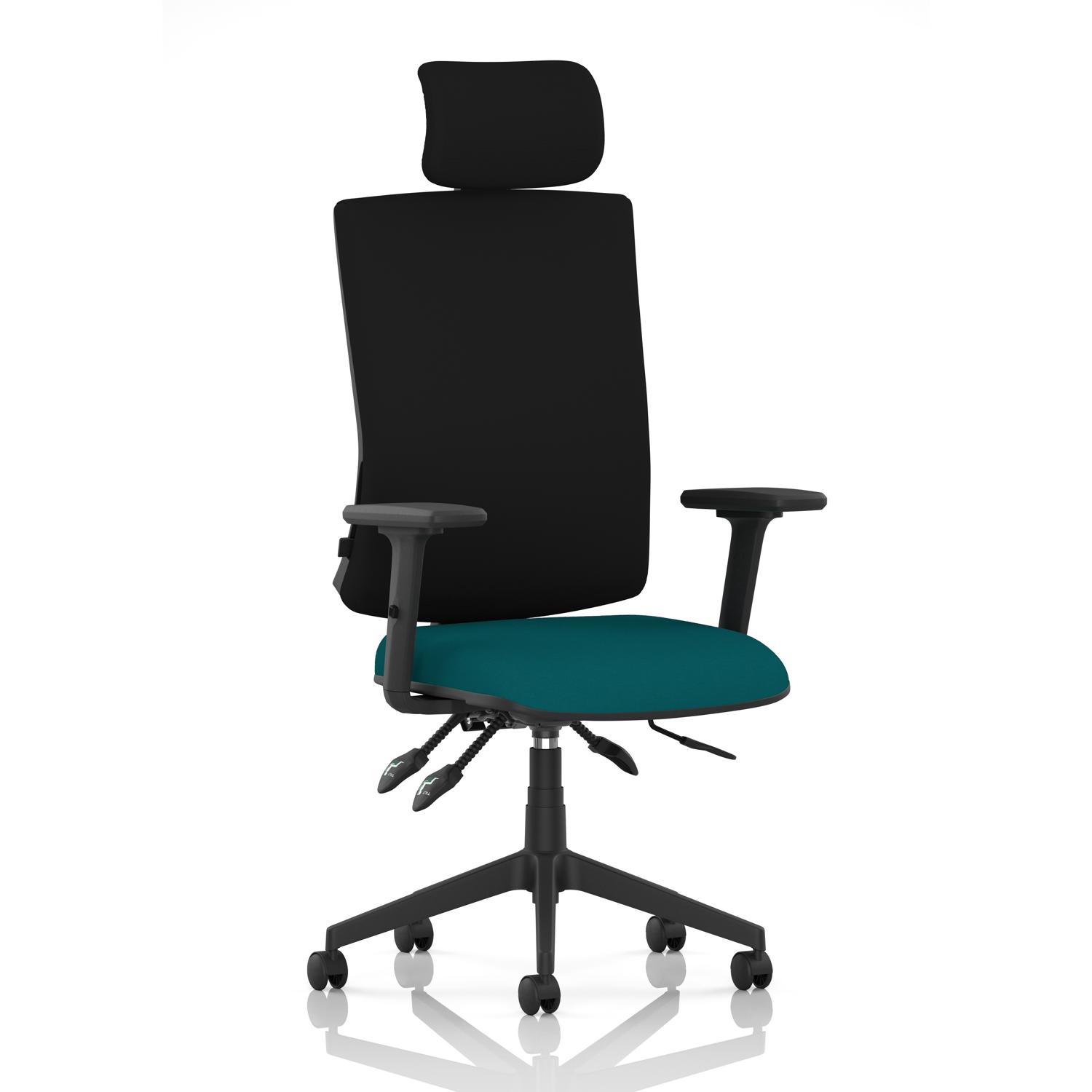 Orlena High Back Task Operator Chair With Arms And Headrest Bespoke Colour Seat Maringa Teal Orlena High Back Task Operator Chair With Arms And Headrest Bespoke Colour Seat Maringa Teal
