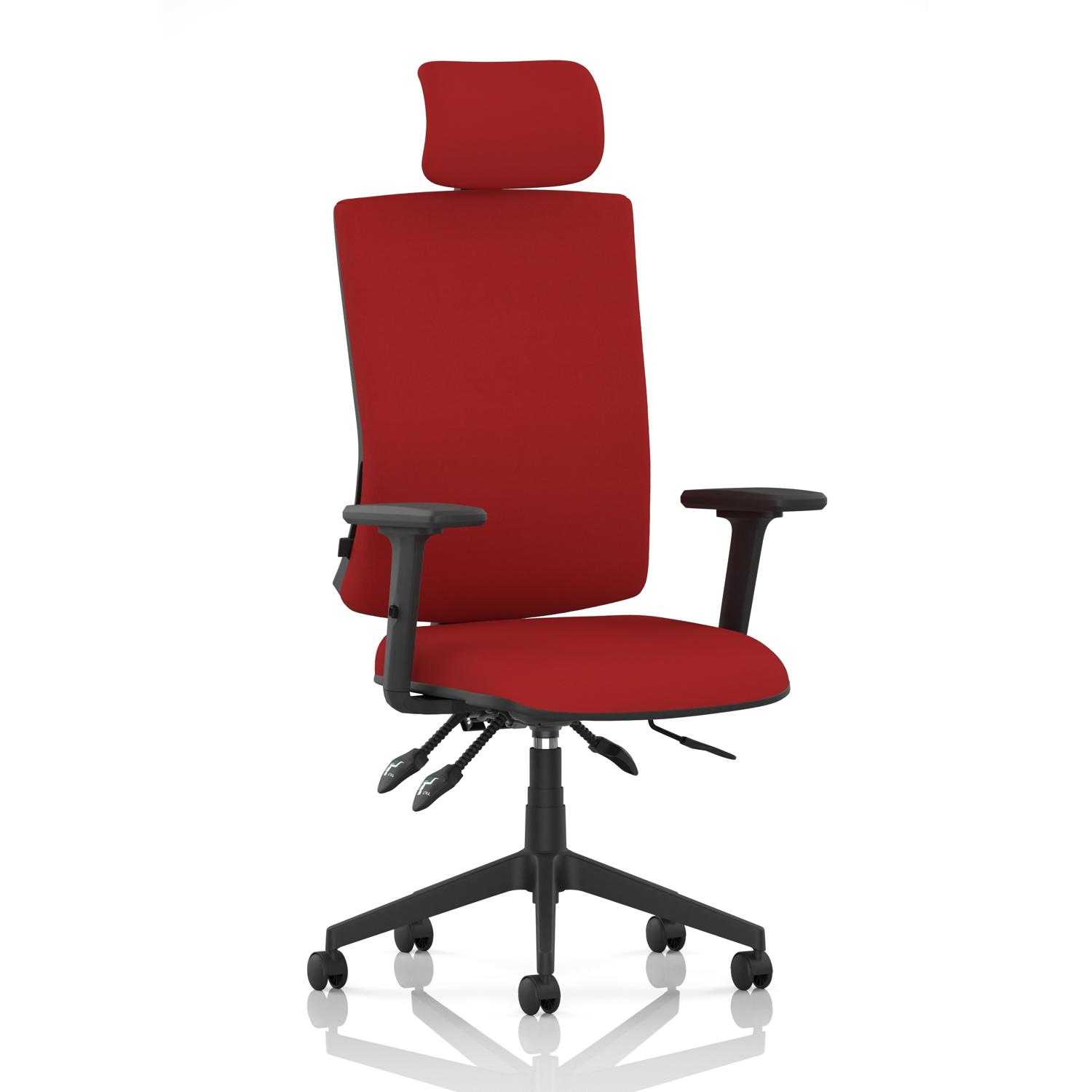 Orlena High Back Task Operator Chair With Arms And Headrest Bespoke Colour Back And Seat Bergamot Cherry
