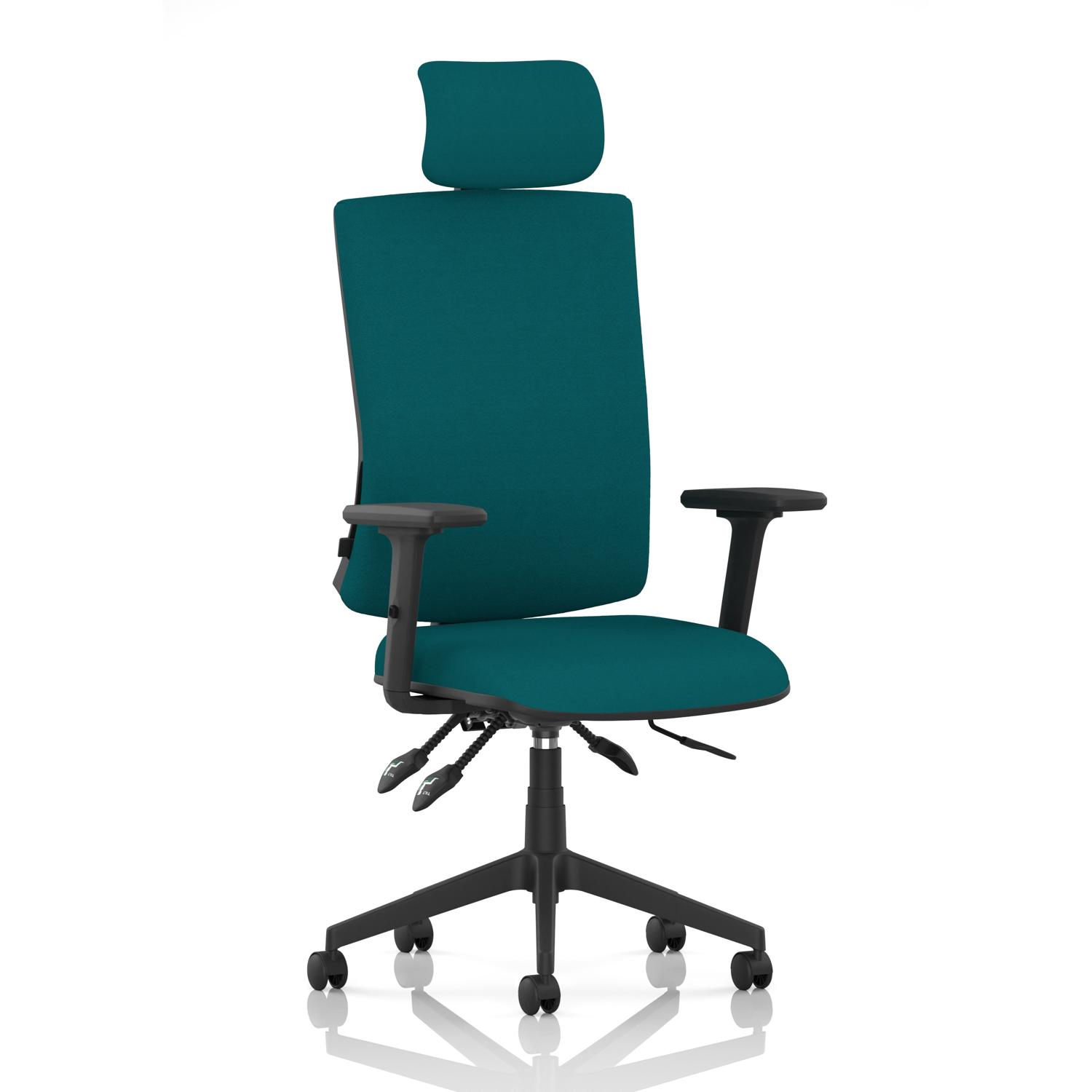 Orlena High Back Task Operator Chair With Arms And Headrest Bespoke Colour Back And Seat Maringa Teal Orlena High Back Task Operator Chair With Arms And Headrest Bespoke Colour Back And Seat Maringa Teal