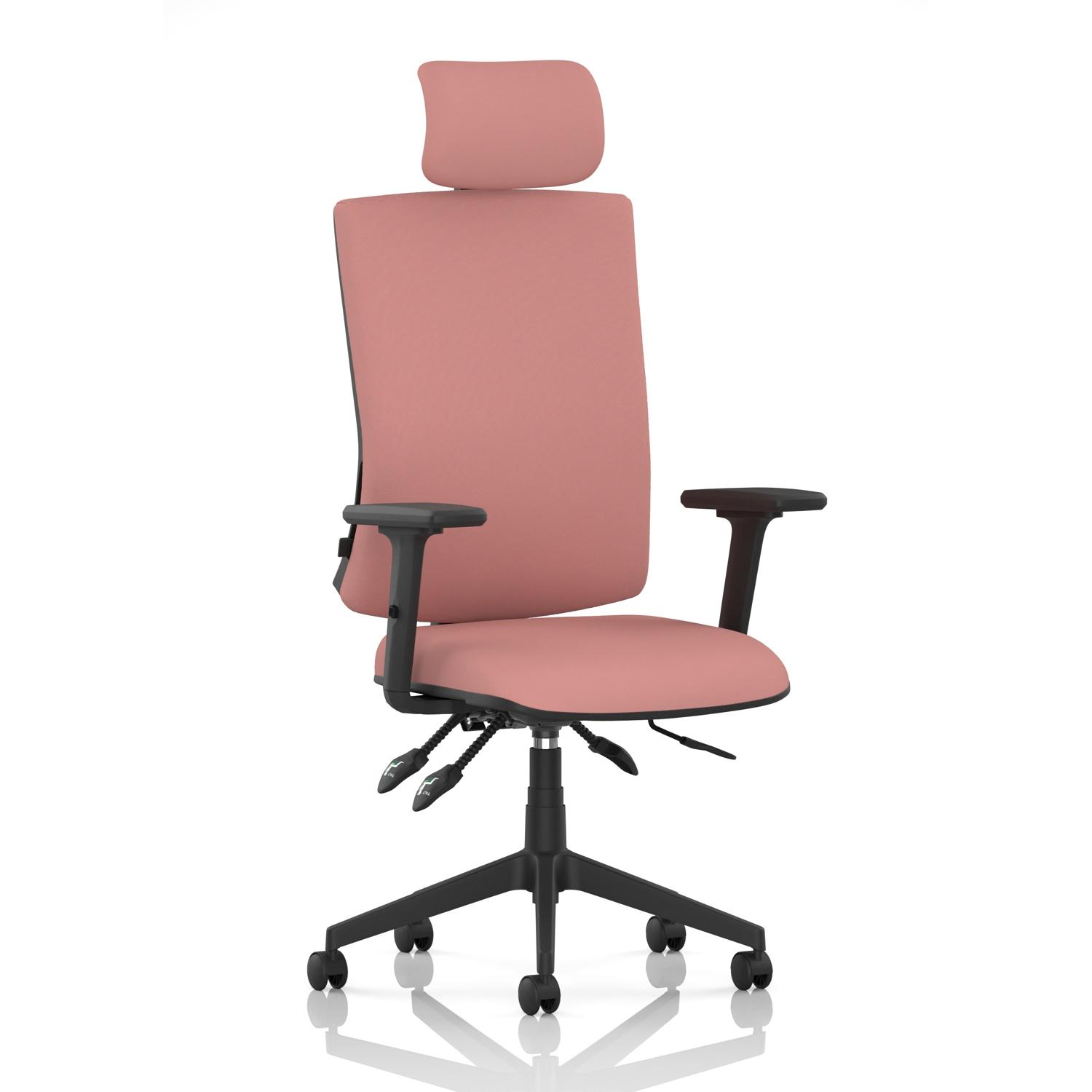 Orlena High Back Task Operator Chair With Arms And Headrest Bespoke Colour Back And Seat Quest Shrimp