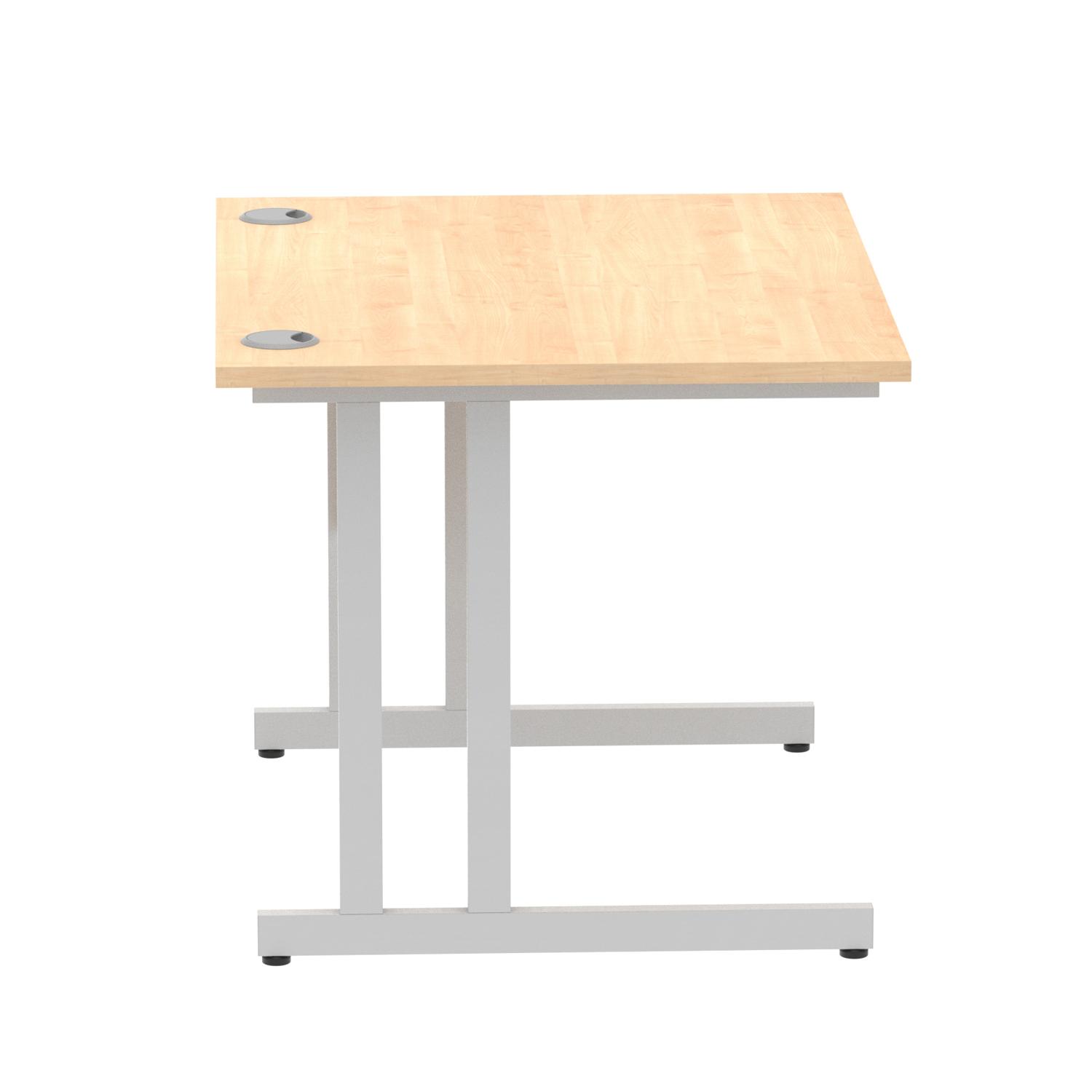 Impulse 1000 x 800mm Straight Office Desk Maple Top Silver Cantilever Leg