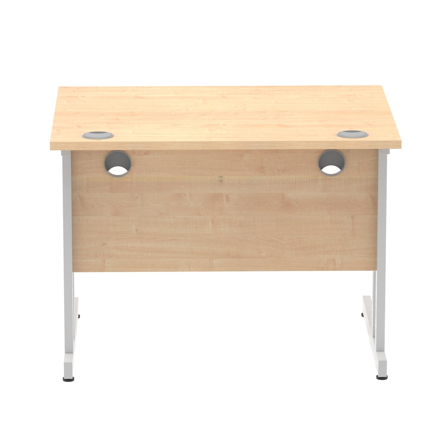 Impulse 1000 x 800mm Straight Office Desk Maple Top Silver Cantilever Leg