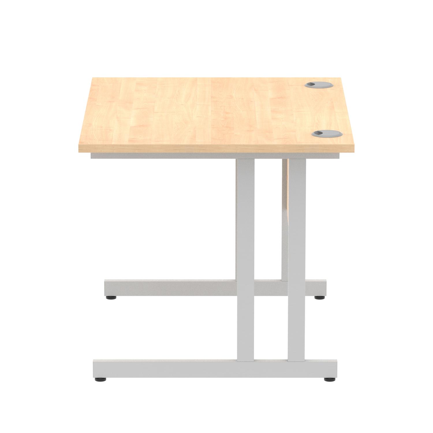 Impulse 1000 x 800mm Straight Office Desk Maple Top Silver Cantilever Leg