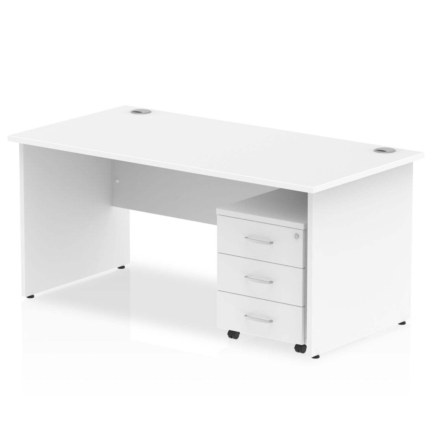 Impulse 1800 x 800mm Straight Office Desk White Top Panel End Leg Workstation 3 Drawer Mobile Pedestal