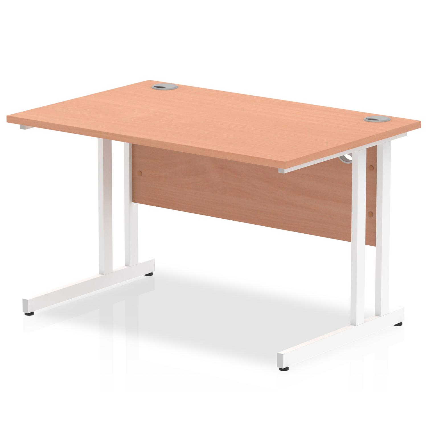 Impulse 1200 x 800mm Straight Office Desk Beech Top White Cantilever Leg