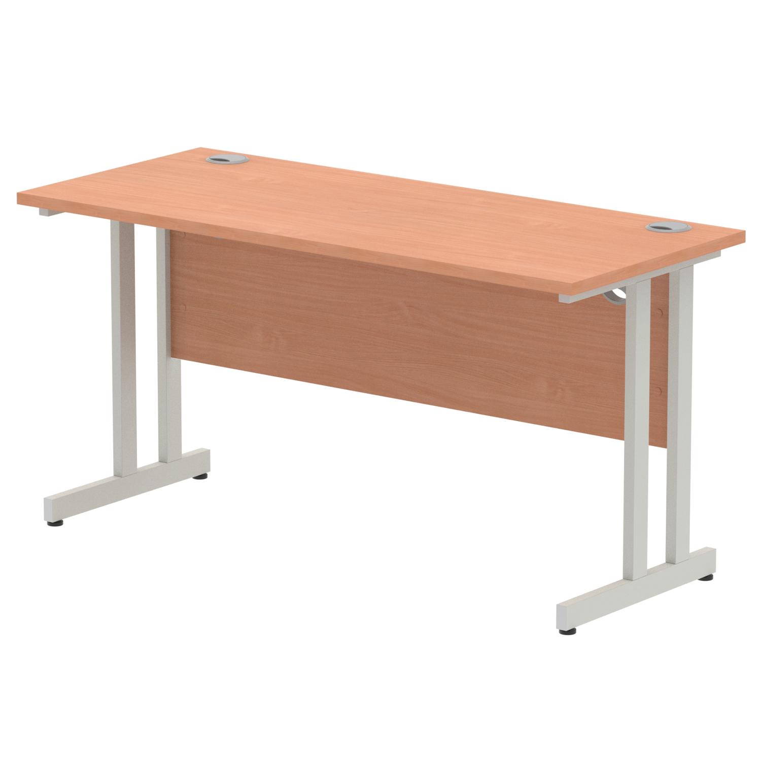 Impulse 1400 x 600mm Straight Office Desk Beech Top Silver Cantilever Leg
