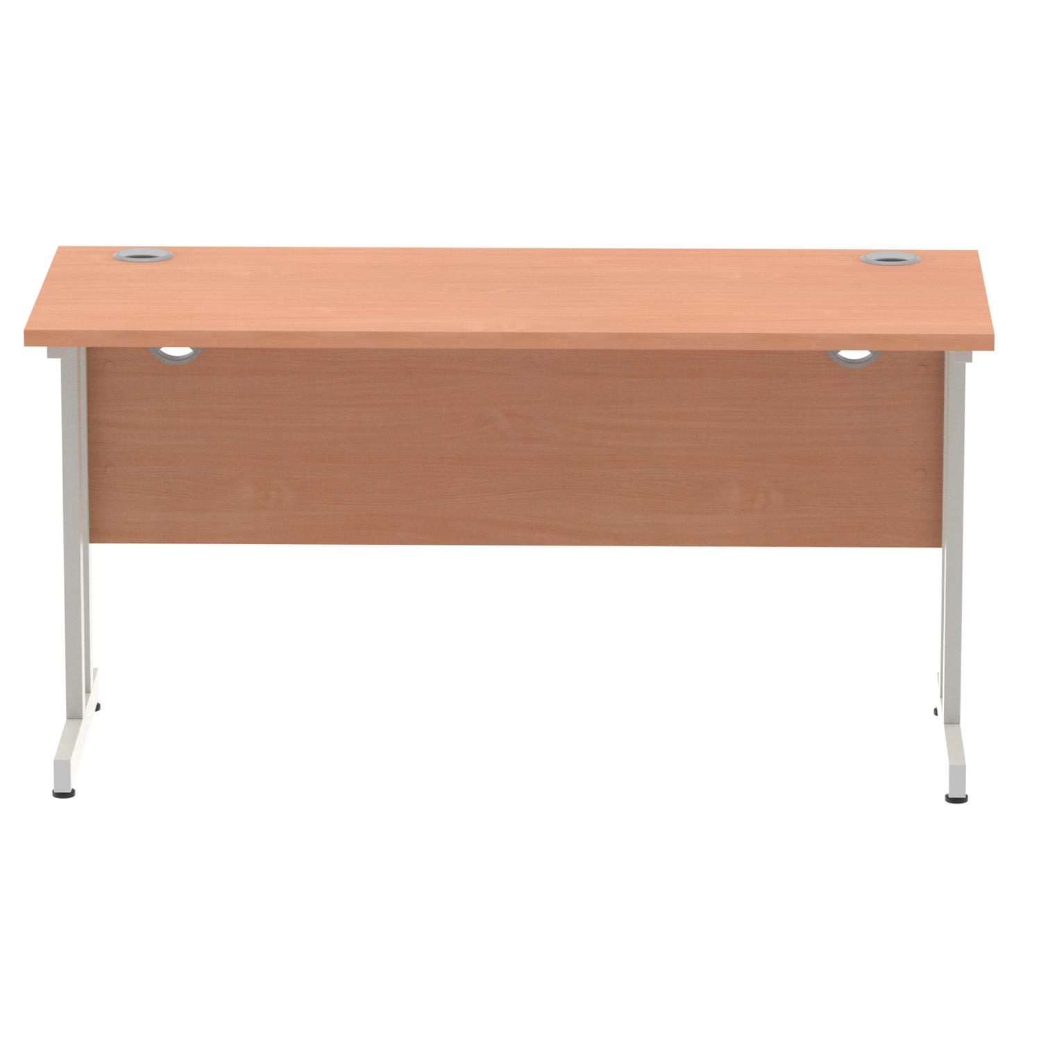 Impulse 1400 x 600mm Straight Office Desk Beech Top Silver Cantilever Leg