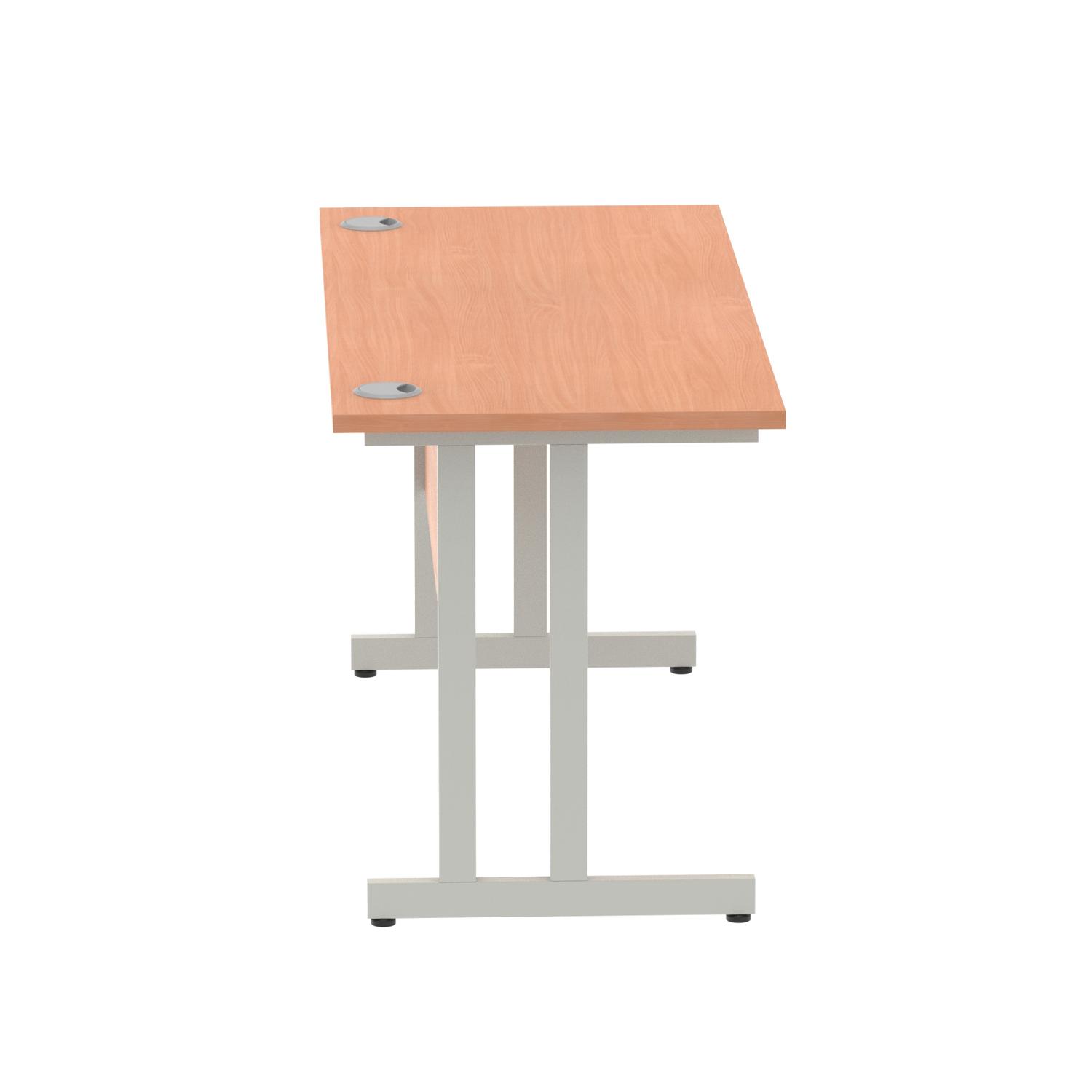 Impulse 1400 x 600mm Straight Office Desk Beech Top Silver Cantilever Leg