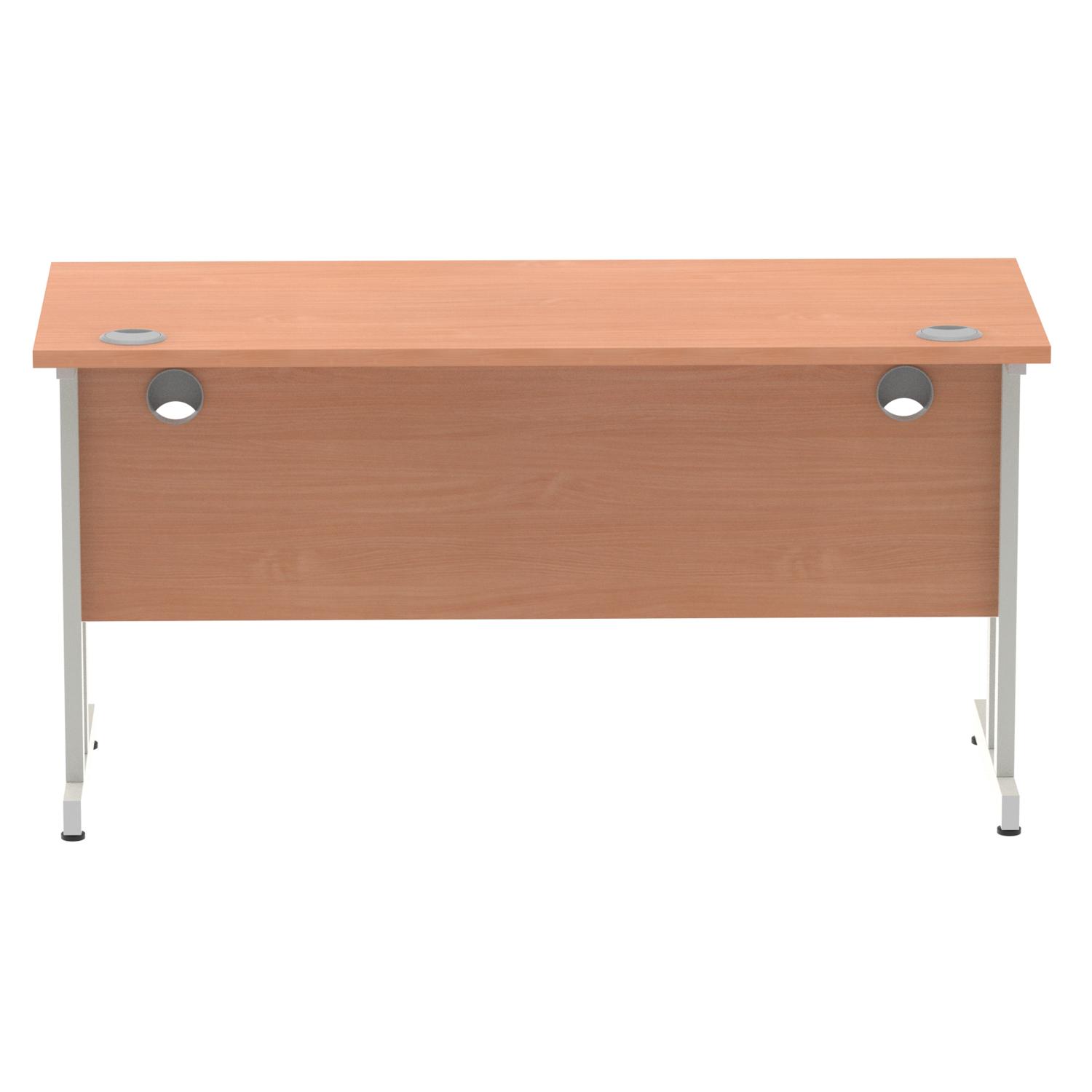 Impulse 1400 x 600mm Straight Office Desk Beech Top Silver Cantilever Leg