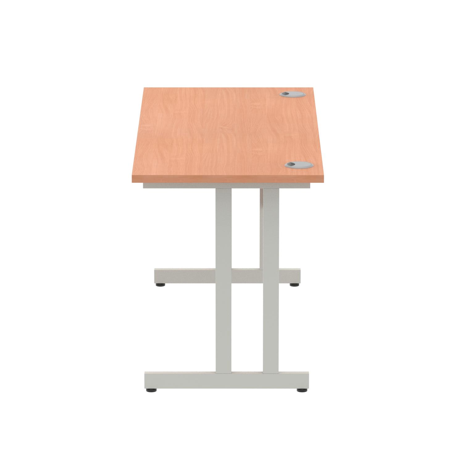 Impulse 1400 x 600mm Straight Office Desk Beech Top Silver Cantilever Leg