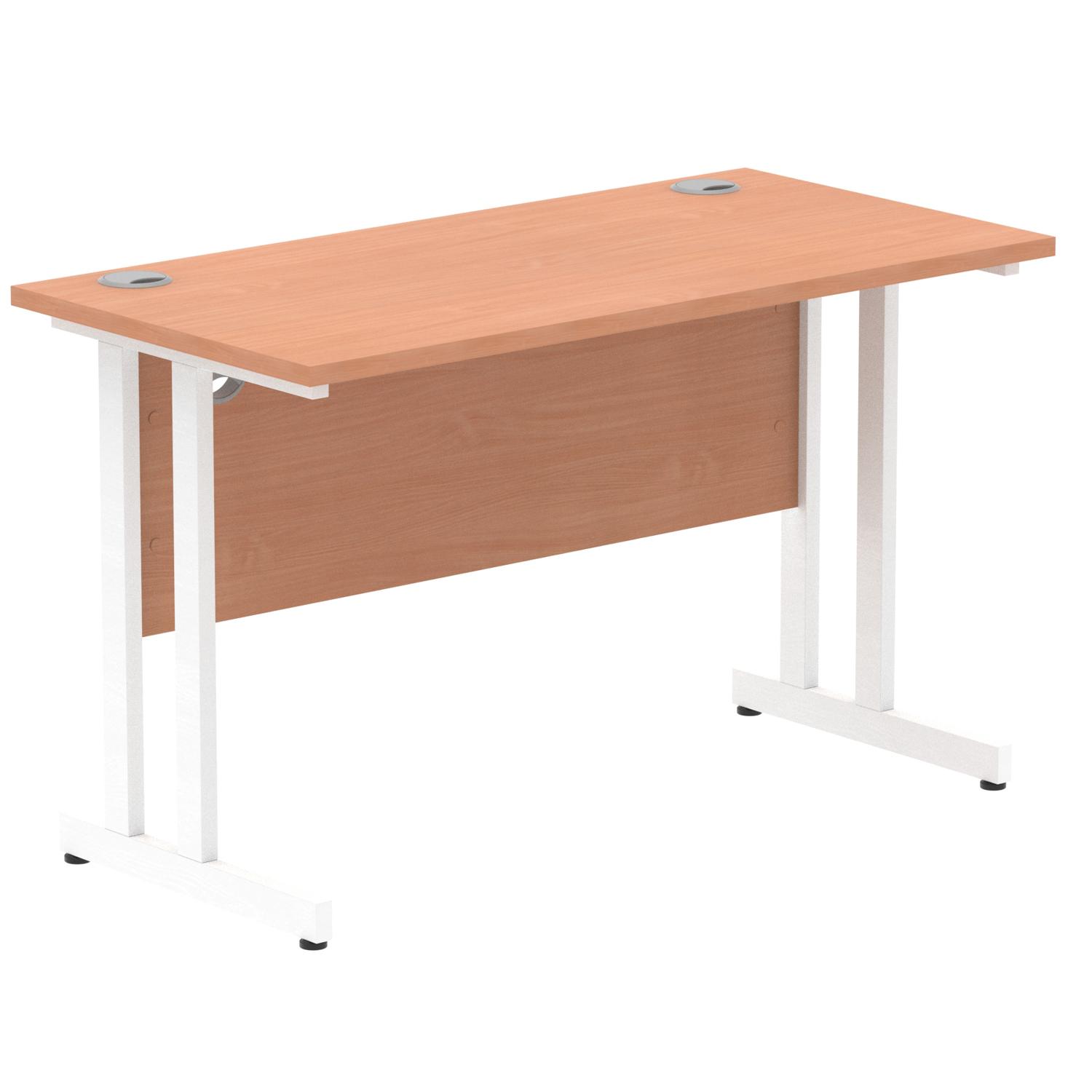 Impulse 1200 x 600mm Straight Office Desk Beech Top White Cantilever Leg