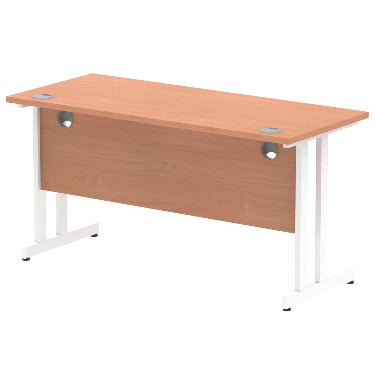 Impulse 1400 x 600mm Straight Office Desk Beech Top White Cantilever Leg