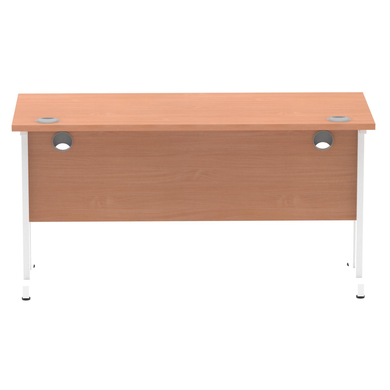 Impulse 1400 x 600mm Straight Office Desk Beech Top White Cantilever Leg