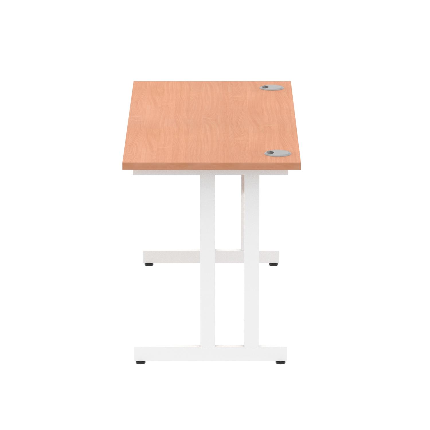 Impulse 1400 x 600mm Straight Office Desk Beech Top White Cantilever Leg
