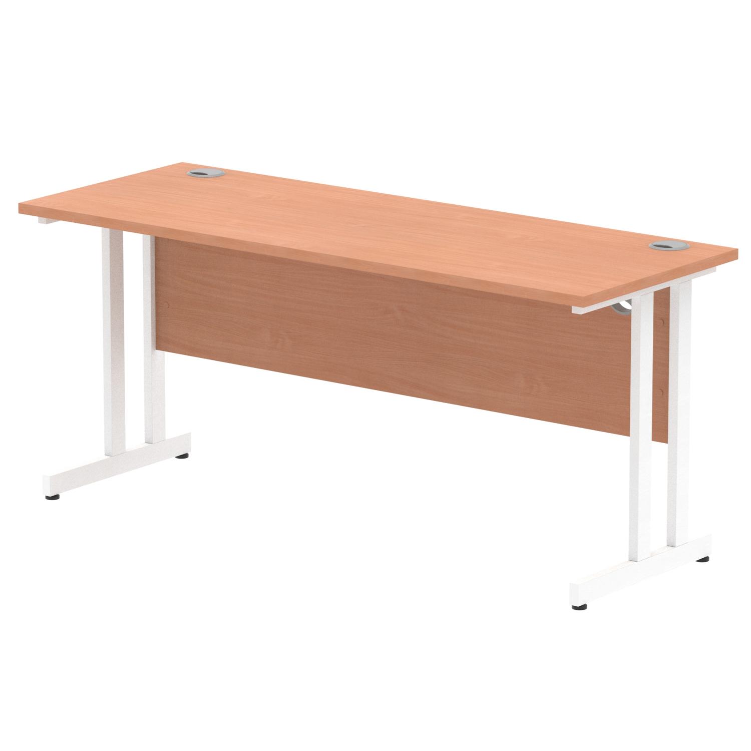 Impulse 1600 x 600mm Straight Office Desk Beech Top White Cantilever Leg