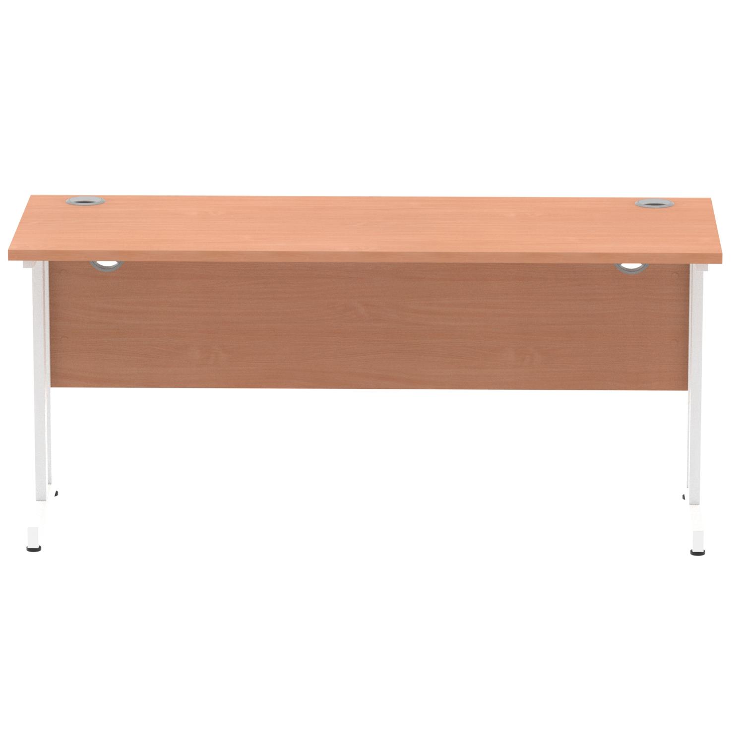 Impulse 1600 x 600mm Straight Office Desk Beech Top White Cantilever Leg
