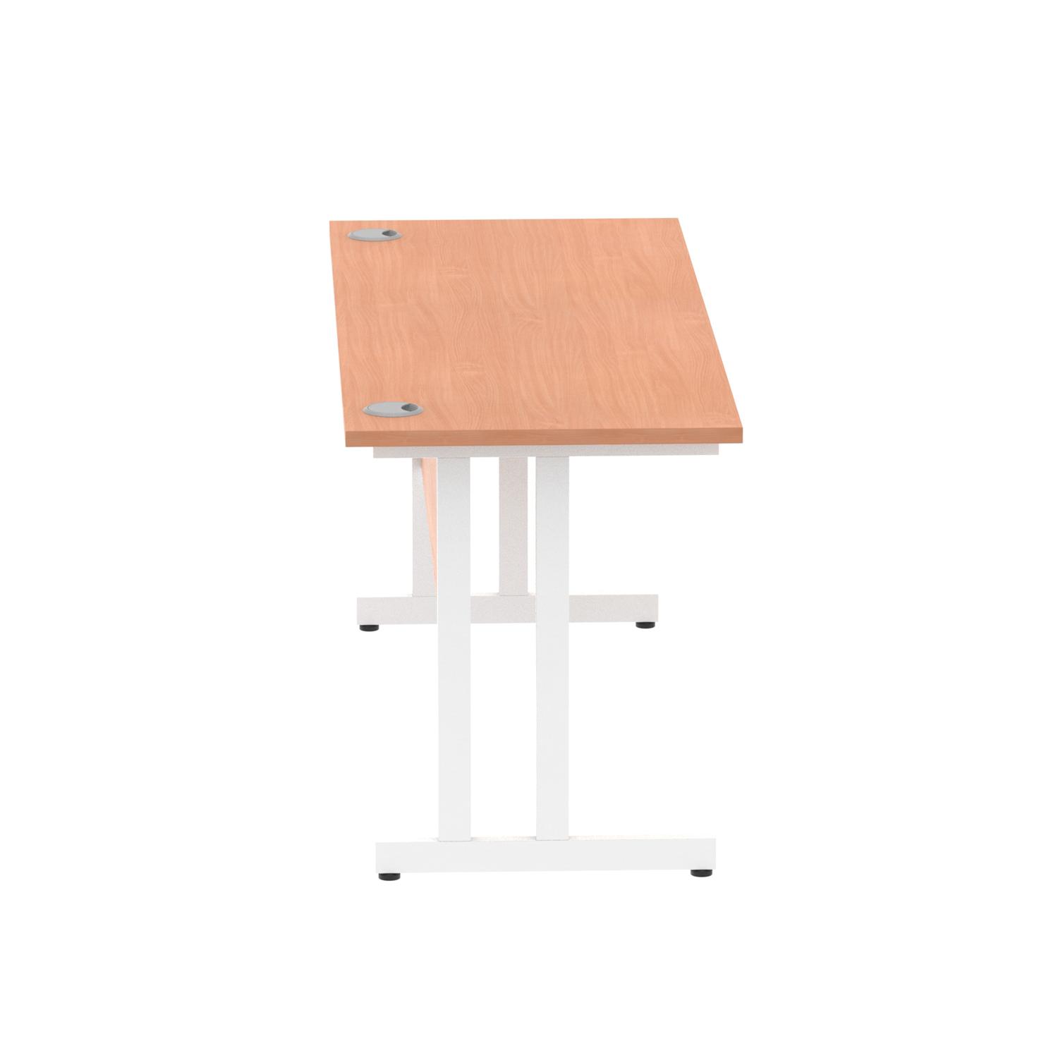 Impulse 1600 x 600mm Straight Office Desk Beech Top White Cantilever Leg