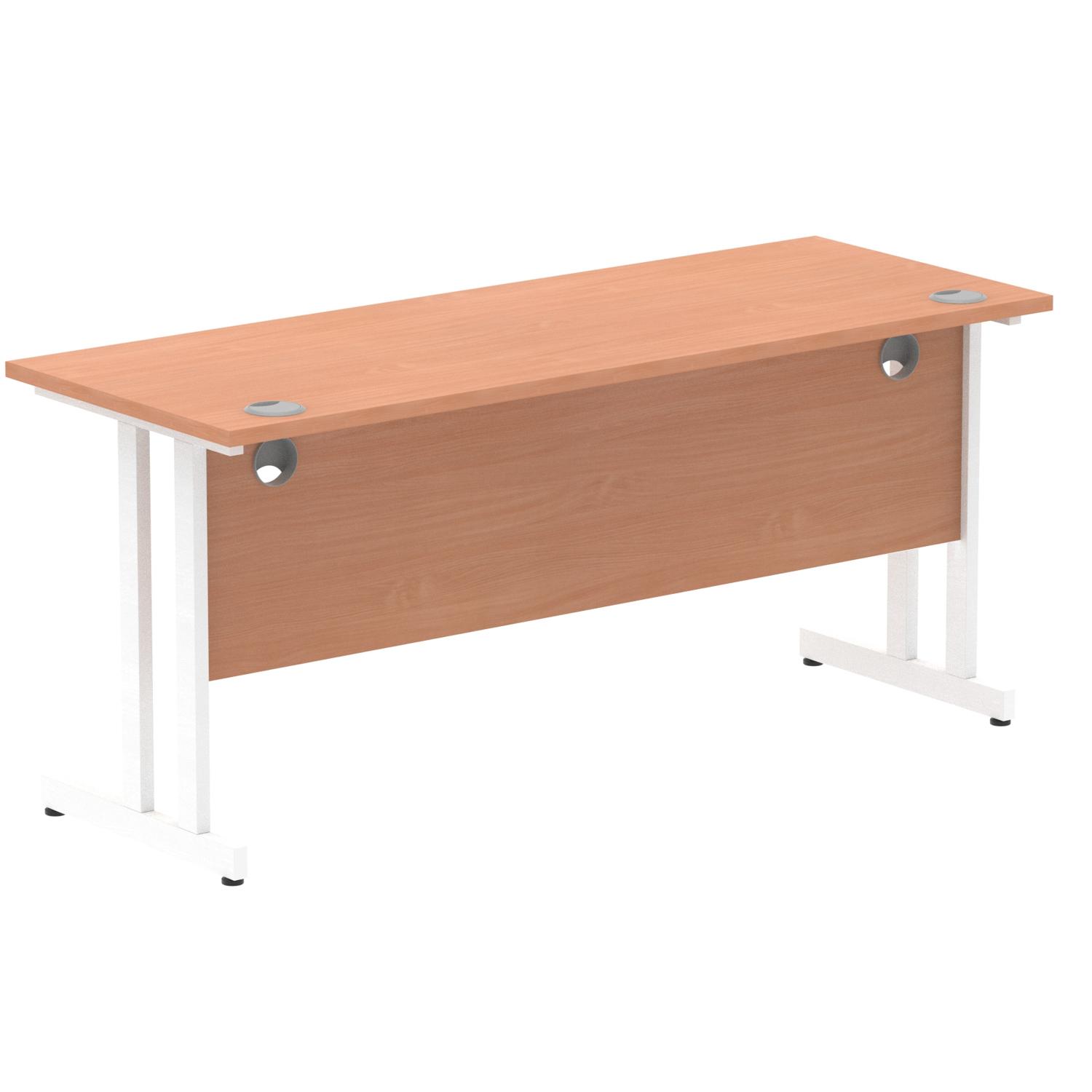 Impulse 1600 x 600mm Straight Office Desk Beech Top White Cantilever Leg