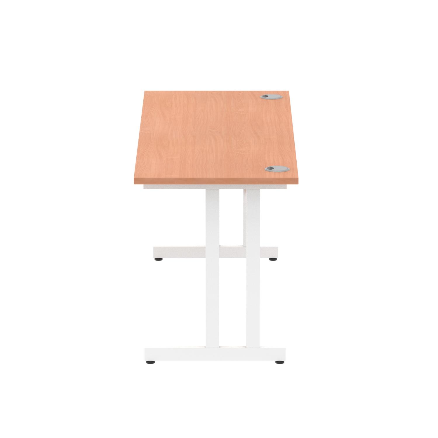 Impulse 1600 x 600mm Straight Office Desk Beech Top White Cantilever Leg