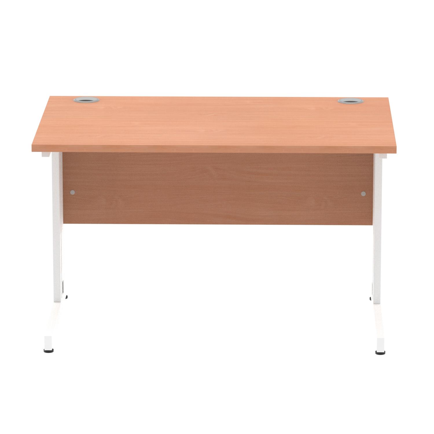 Impulse 1200 x 800mm Straight Office Desk Beech Top White Cable Managed Leg
