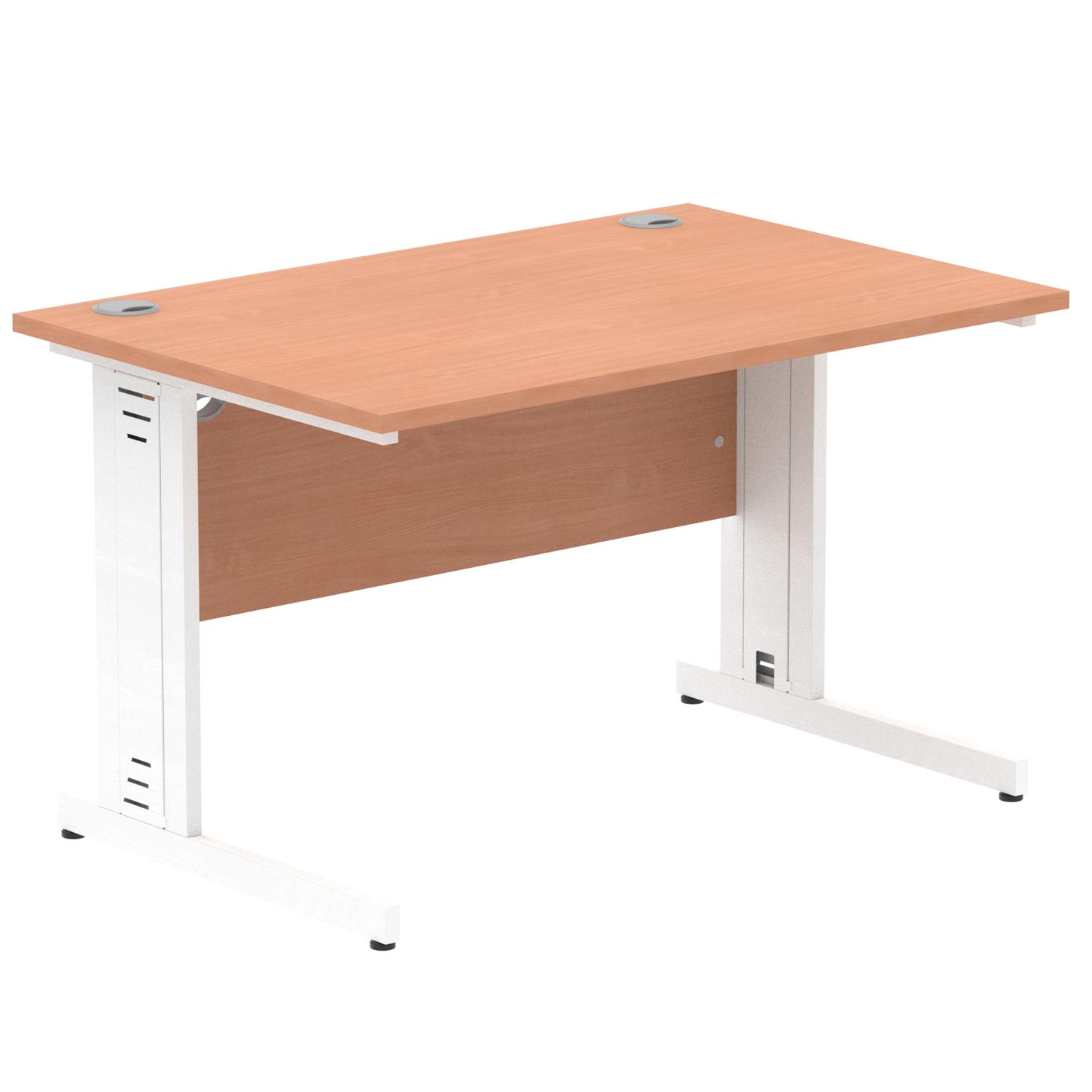 Impulse 1200 x 800mm Straight Office Desk Beech Top White Cable Managed Leg