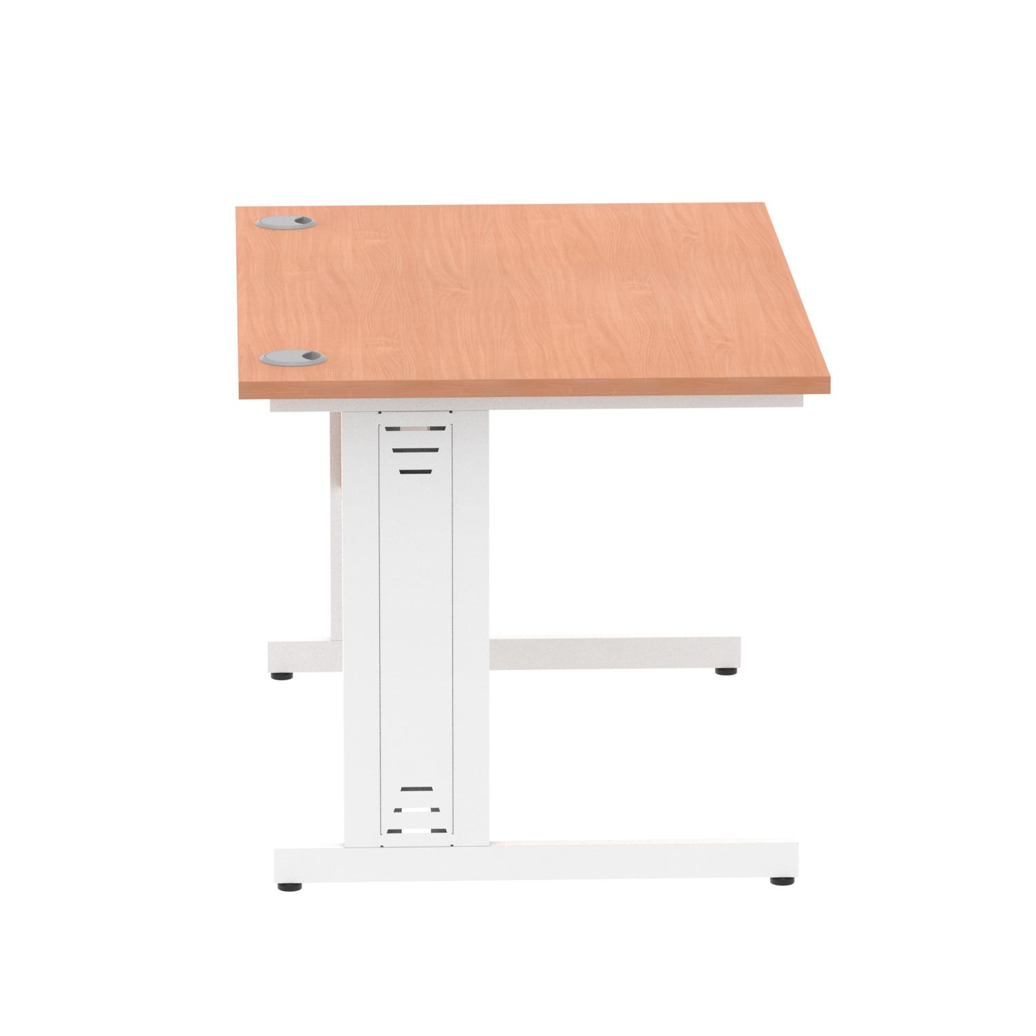 Impulse 1200 x 800mm Straight Office Desk Beech Top White Cable Managed Leg