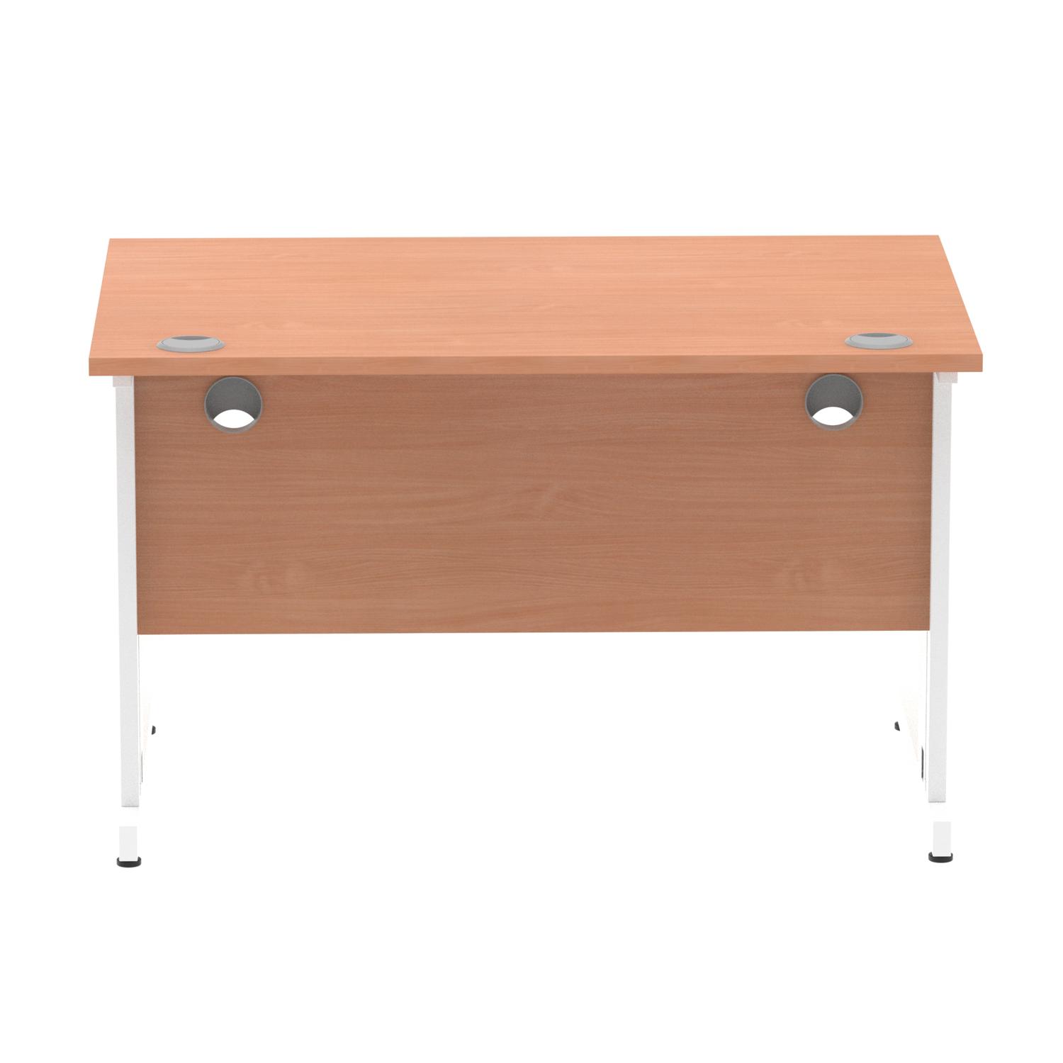 Impulse 1200 x 800mm Straight Office Desk Beech Top White Cable Managed Leg