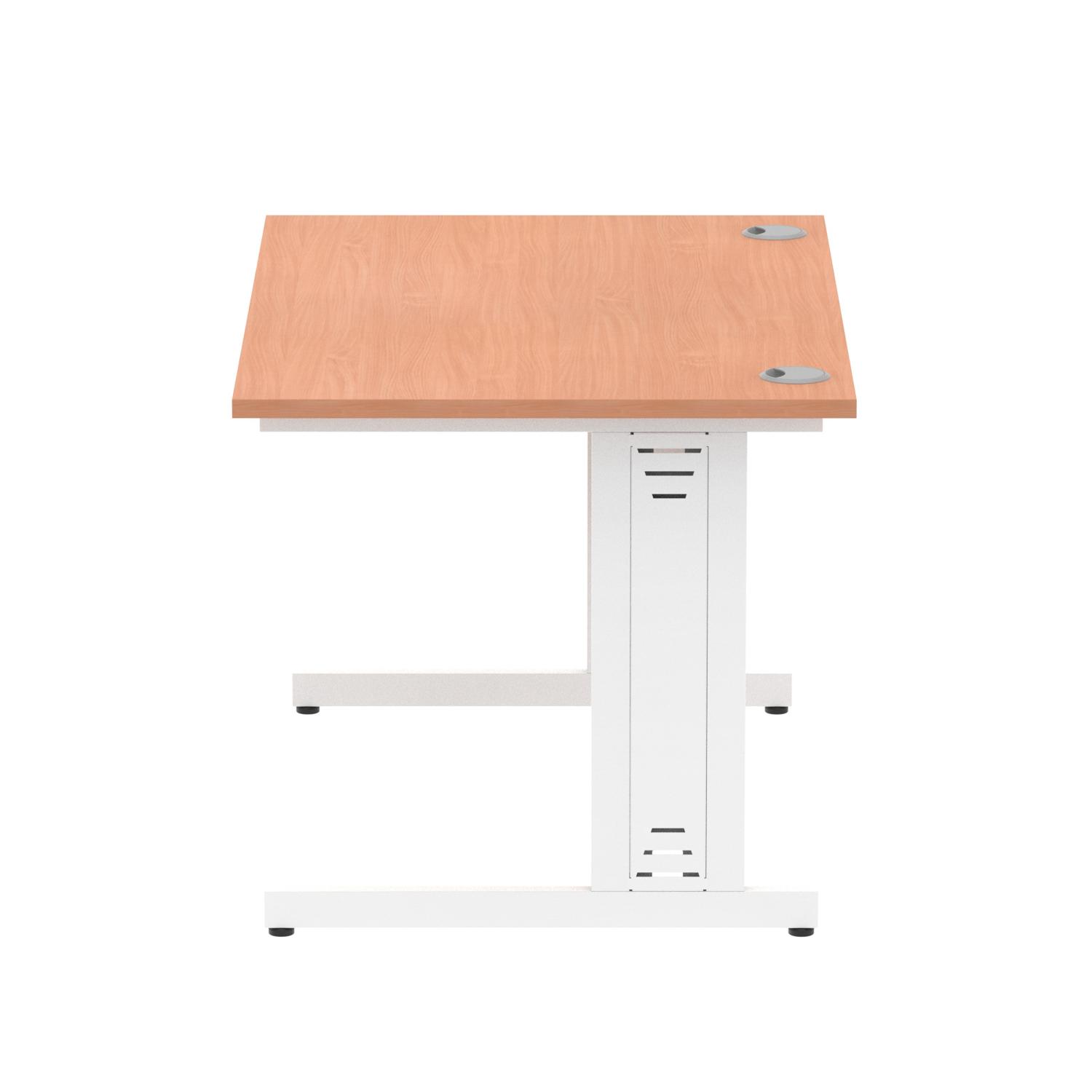 Impulse 1200 x 800mm Straight Office Desk Beech Top White Cable Managed Leg