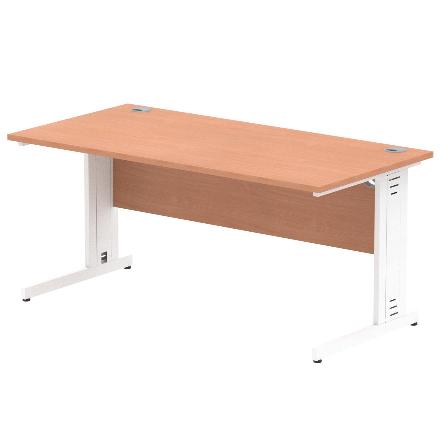 Impulse 1600 x 800mm Straight Office Desk Beech Top White Cable Managed Leg