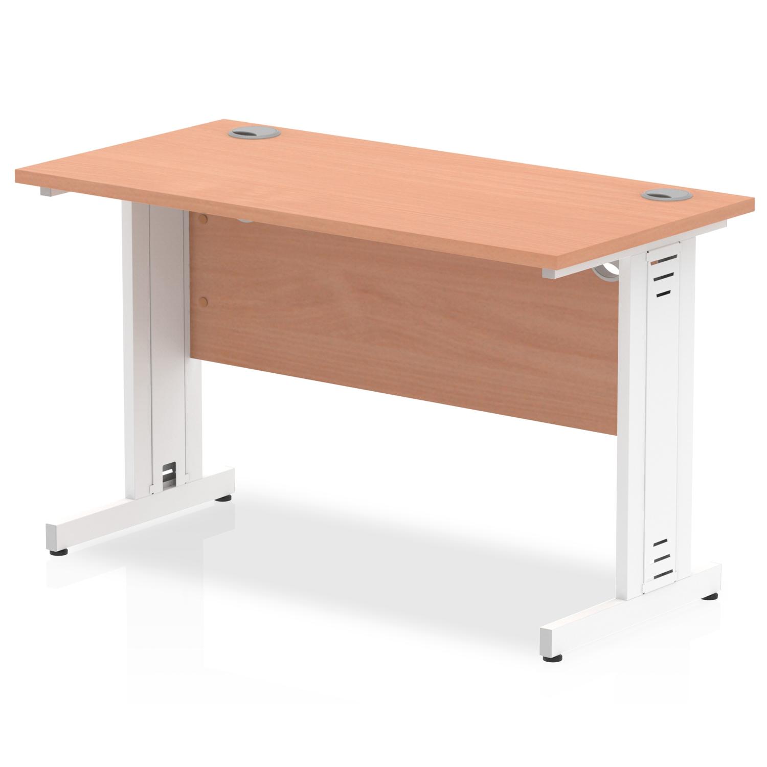 Impulse 1200 x 600mm Straight Office Desk Beech Top White Cable Managed Leg