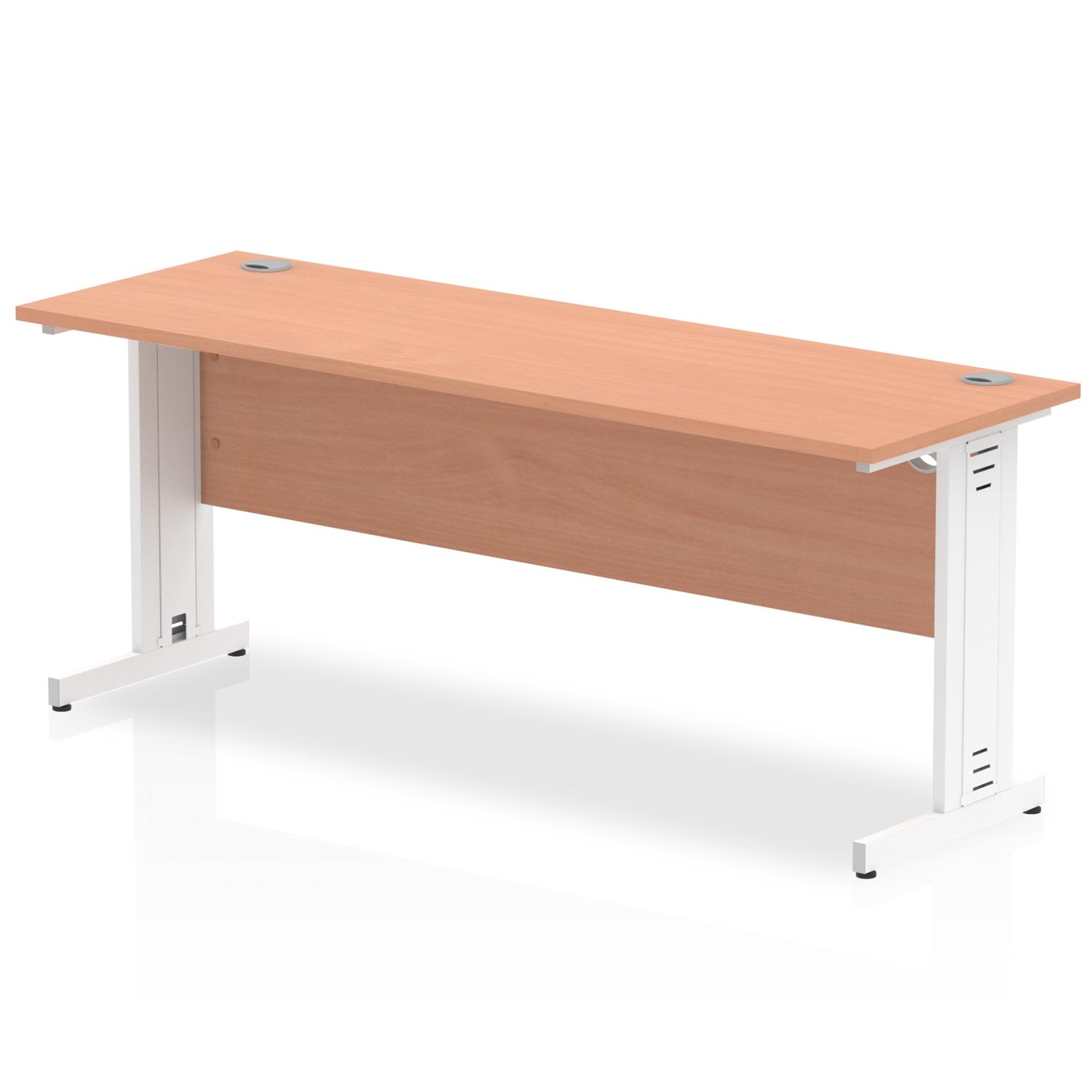 Impulse 1800 x 600mm Straight Office Desk Beech Top White Cable Managed Leg