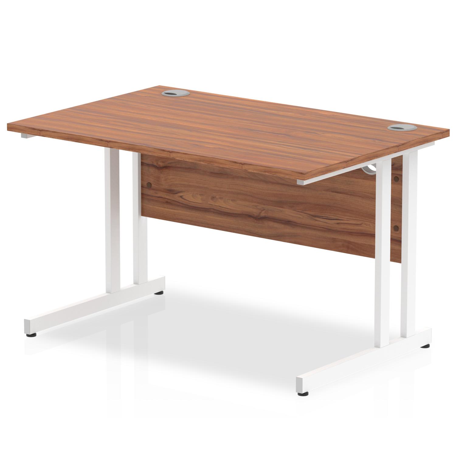 Impulse 1200 x 800mm Straight Office Desk Walnut Top White Cantilever Leg Impulse 1200 x 800mm Straight Office Desk Walnut Top White Cantilever Leg