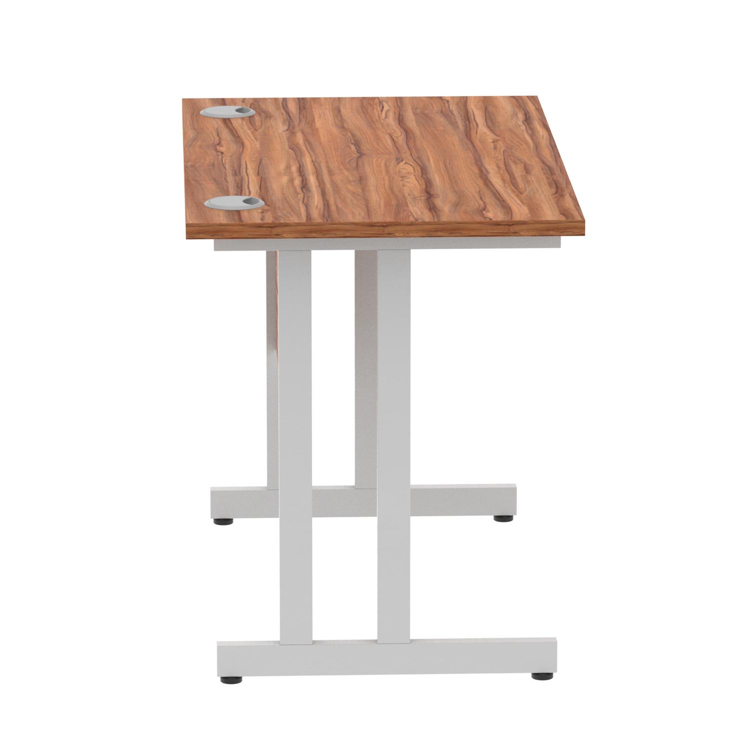 Impulse 1000 x 600mm Straight Office Desk Walnut Top Silver Cantilever Leg