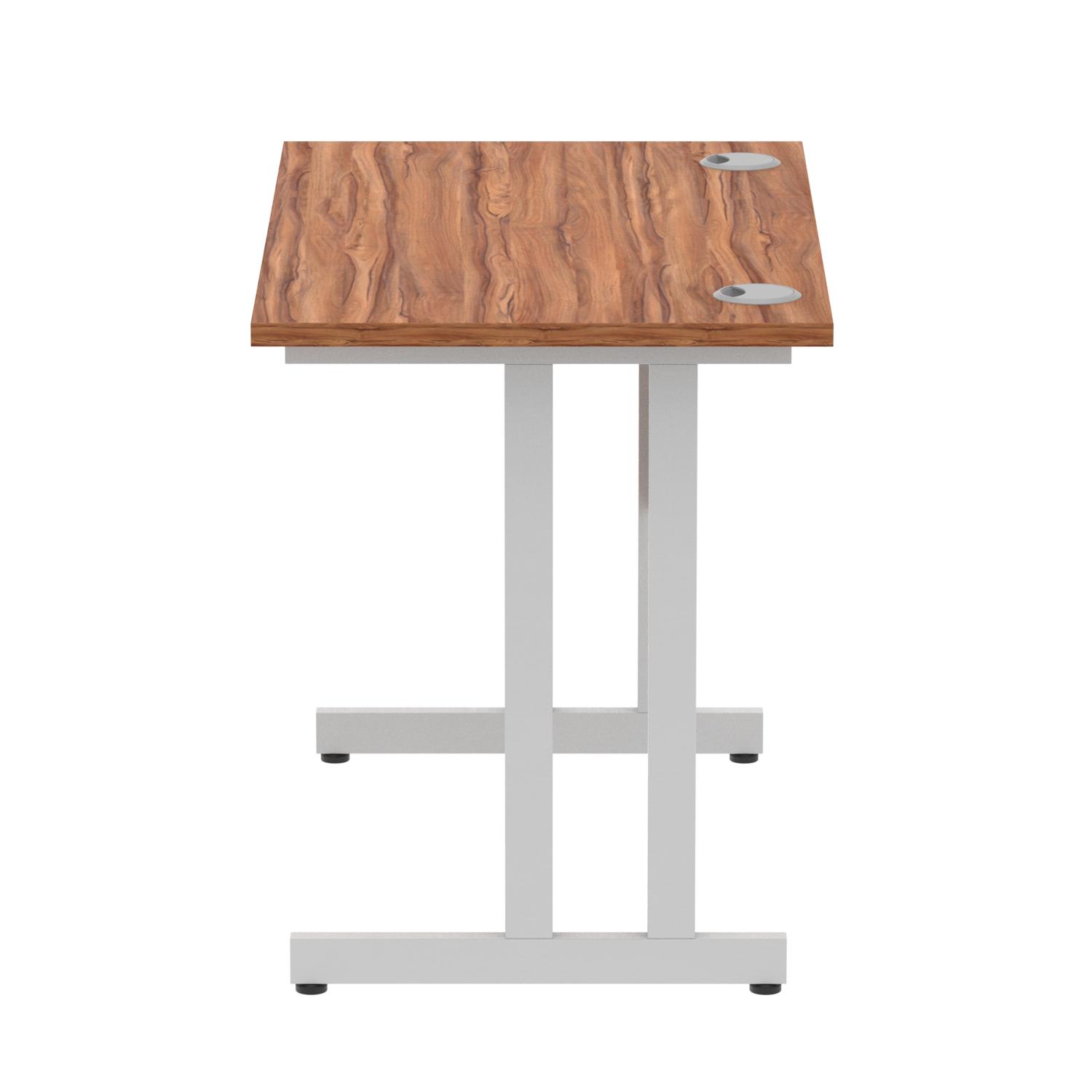 Impulse 1000 x 600mm Straight Office Desk Walnut Top Silver Cantilever Leg