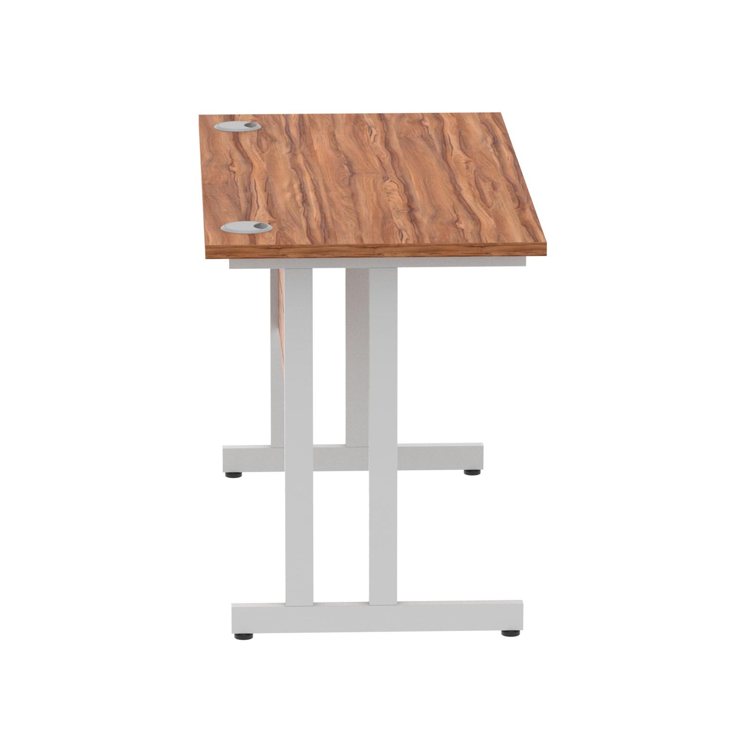 Impulse 1200 x 600mm Straight Office Desk Walnut Top Silver Cantilever Leg